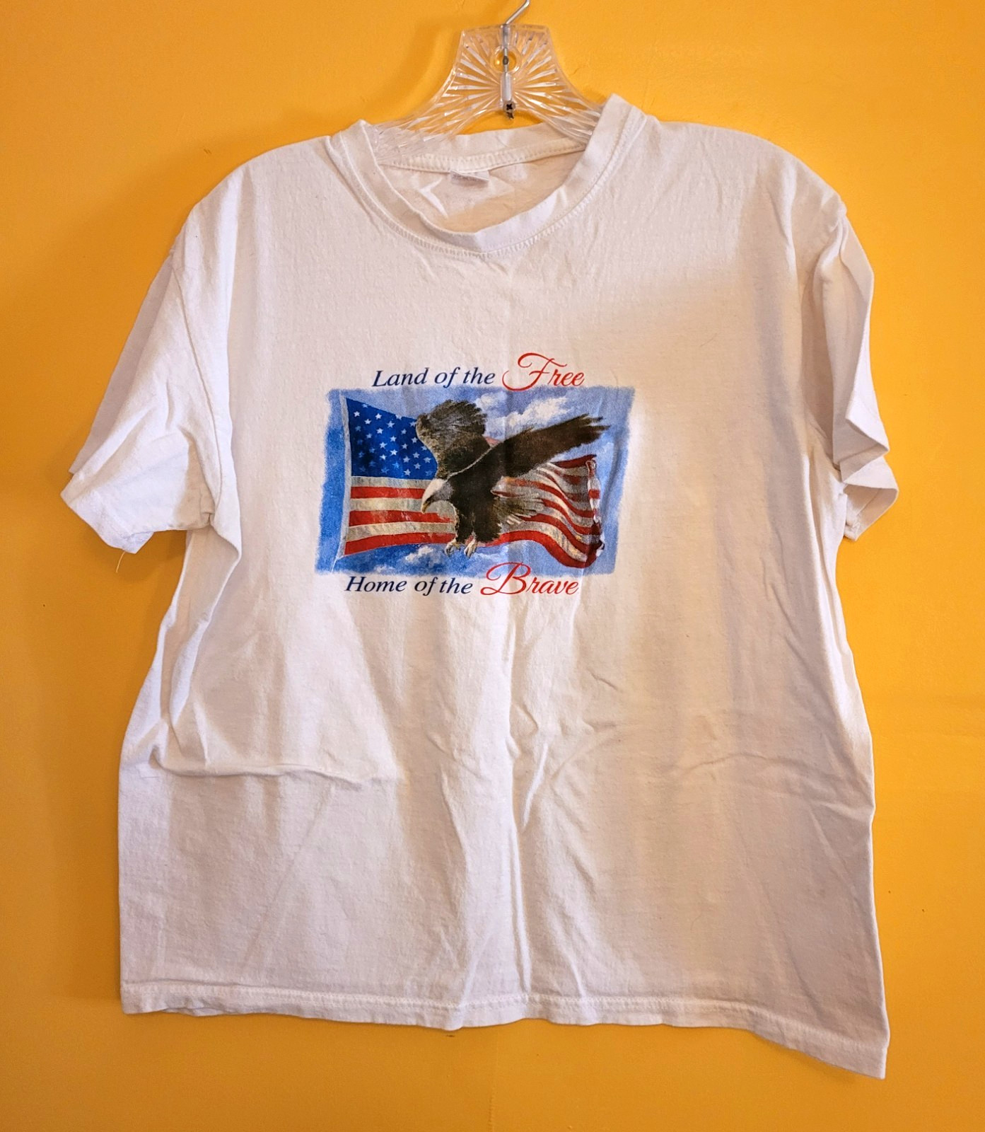 Land of the Free Home of the Brave Flag Eagle T Shirt Large White Free Shipping gallery