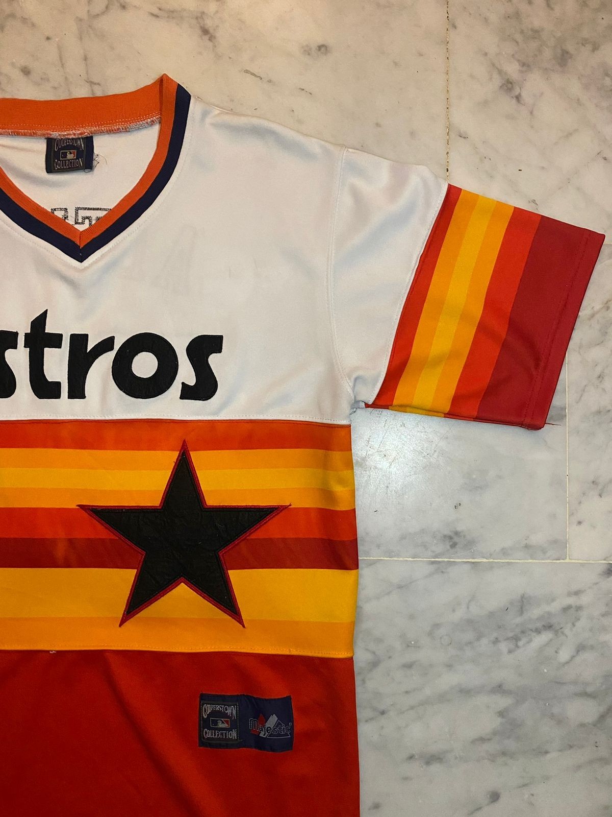 Vintage 90s Houston Astros Majestic Cooperstown Collection Rainbow Jersey L gallery