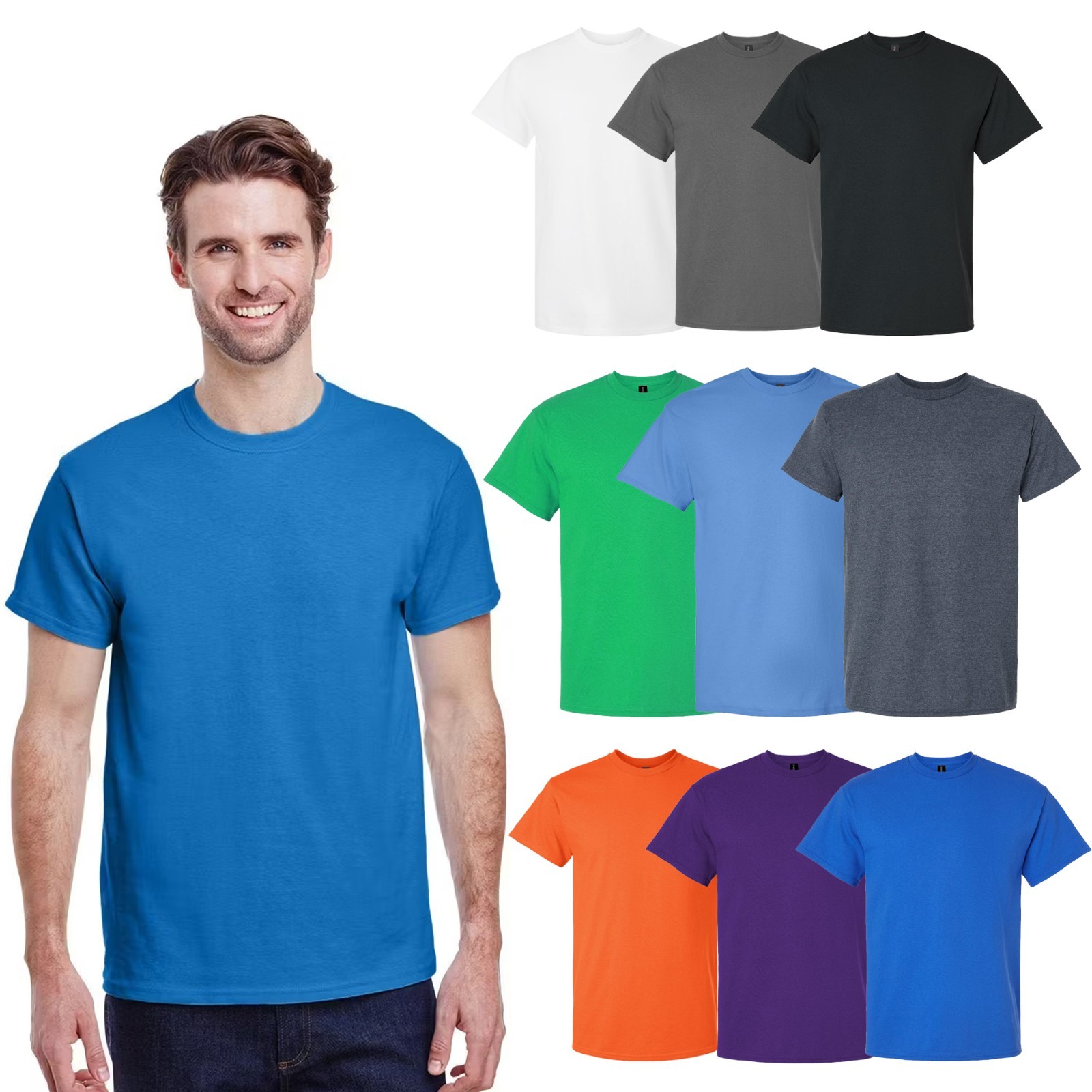 Gildan Men’s Ultra Cotton T-Shirt, Assorted Color Classic Fit Tee, 9-Pack, S-5XL gallery