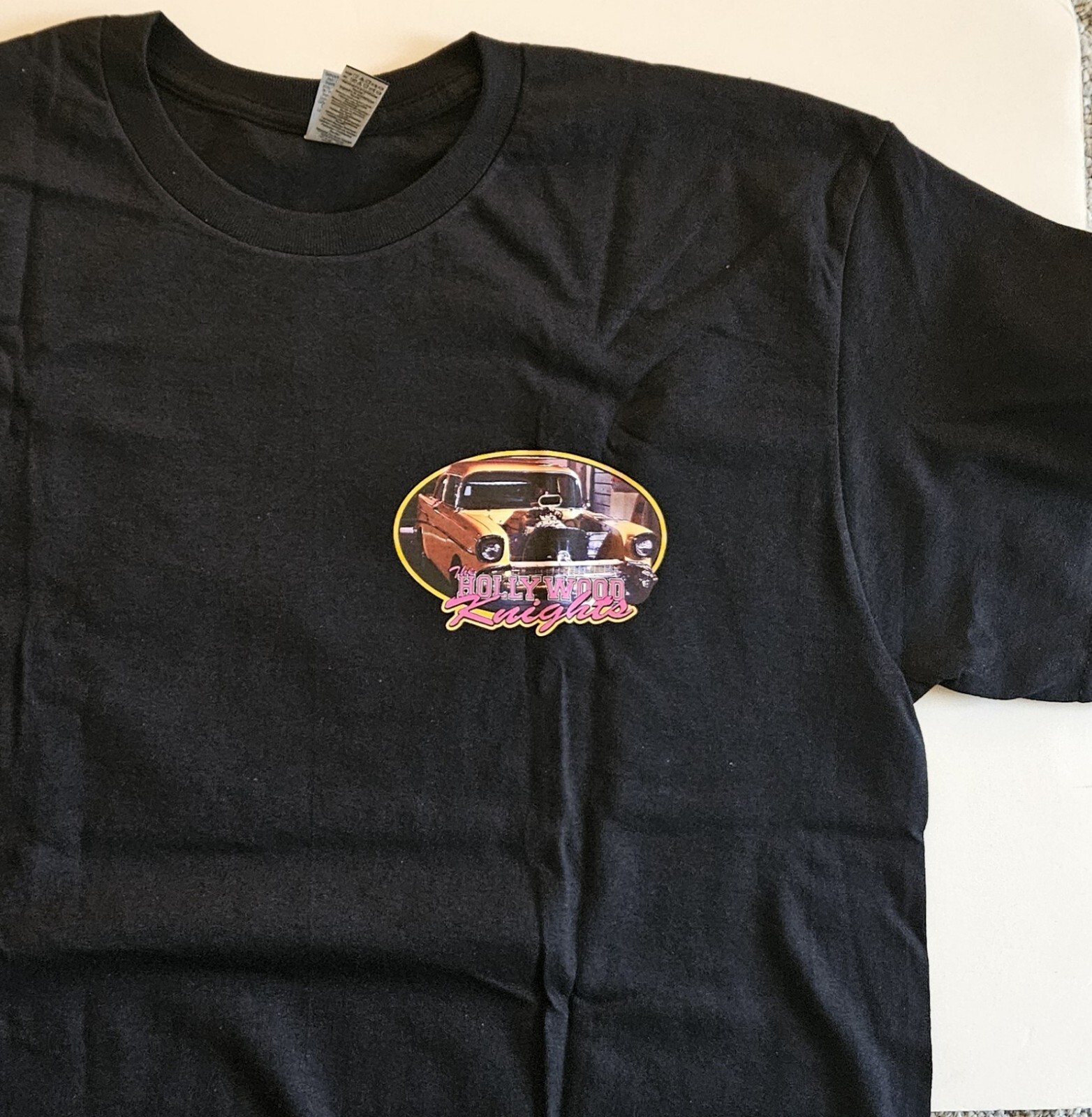 Hollywood Knights Classic 57 Chev Black 100% Cotton T-shirt gallery