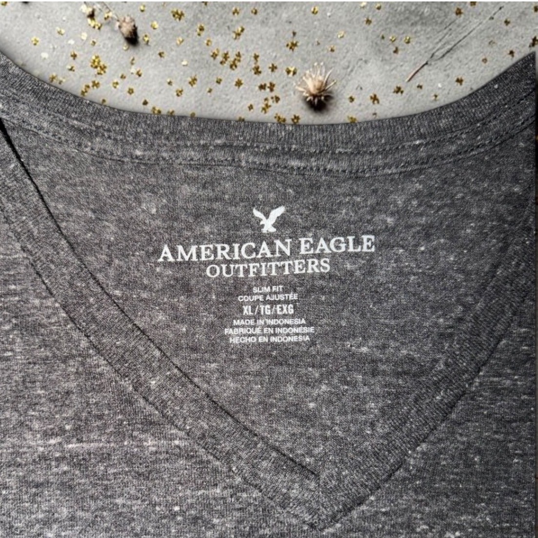 American Eagle - Mens XL Slim Fit V-Neck T-Shirt Charcoal Gray gallery