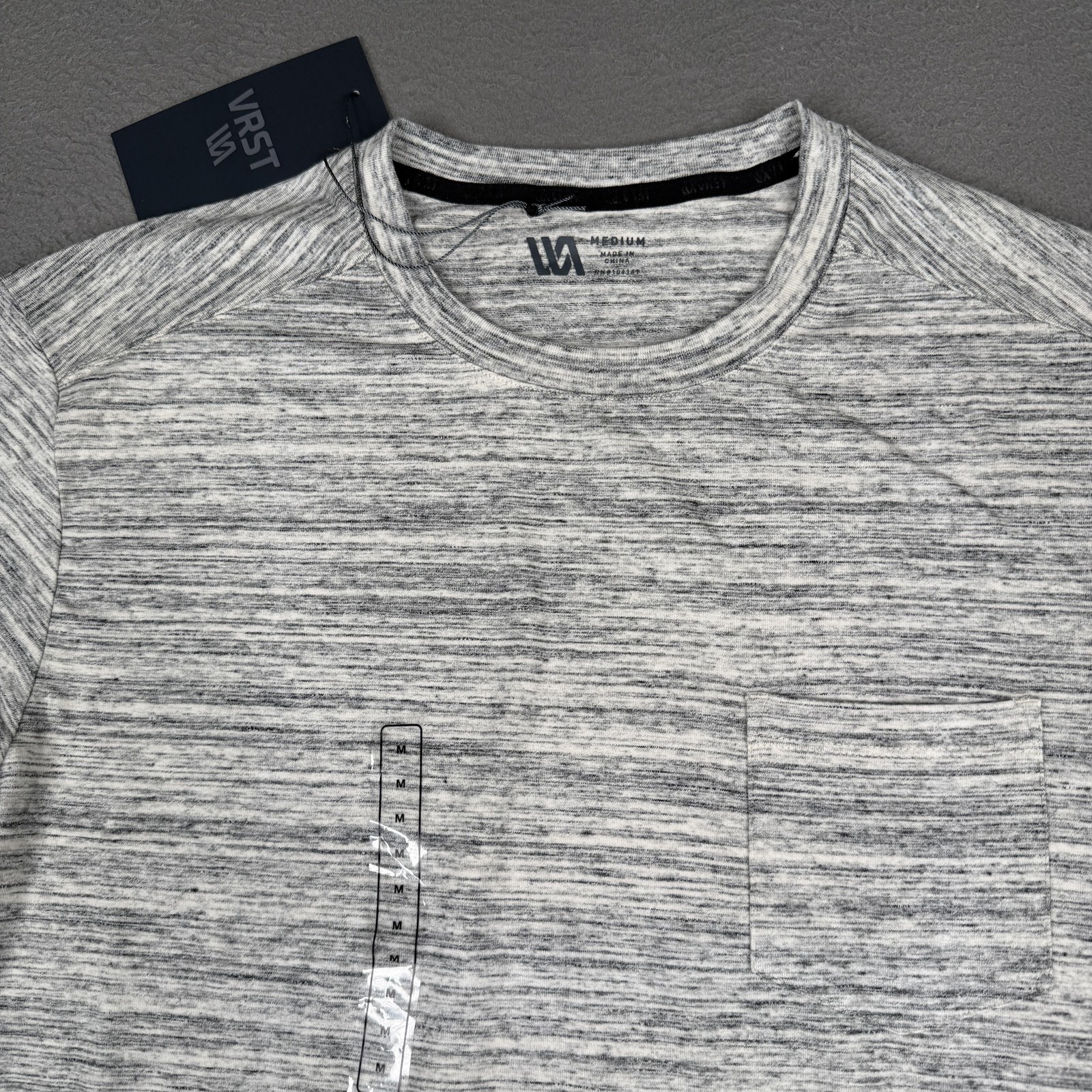 VRST Essential Pocket Tee Shirt Mens Medium Silver Shadow Marble Heather Soft gallery
