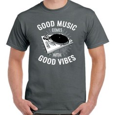 DJ T-Shirt Turntable Vinyl Record Player Technics Good Music Vibes Mens Funny