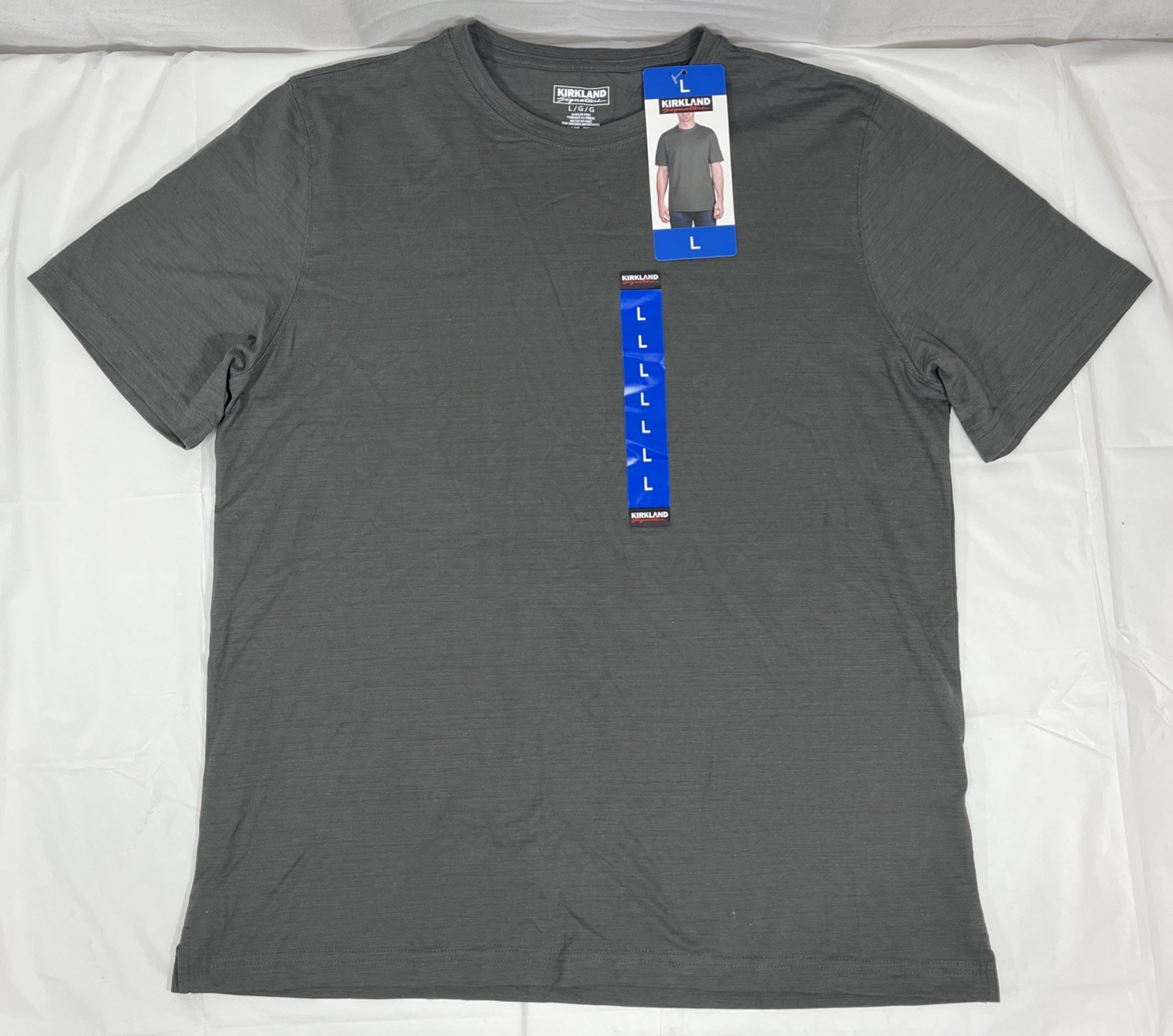 Kirkland Signature 100% Pima Cotton Slub Tee, Men’s Large, Gray, NEW