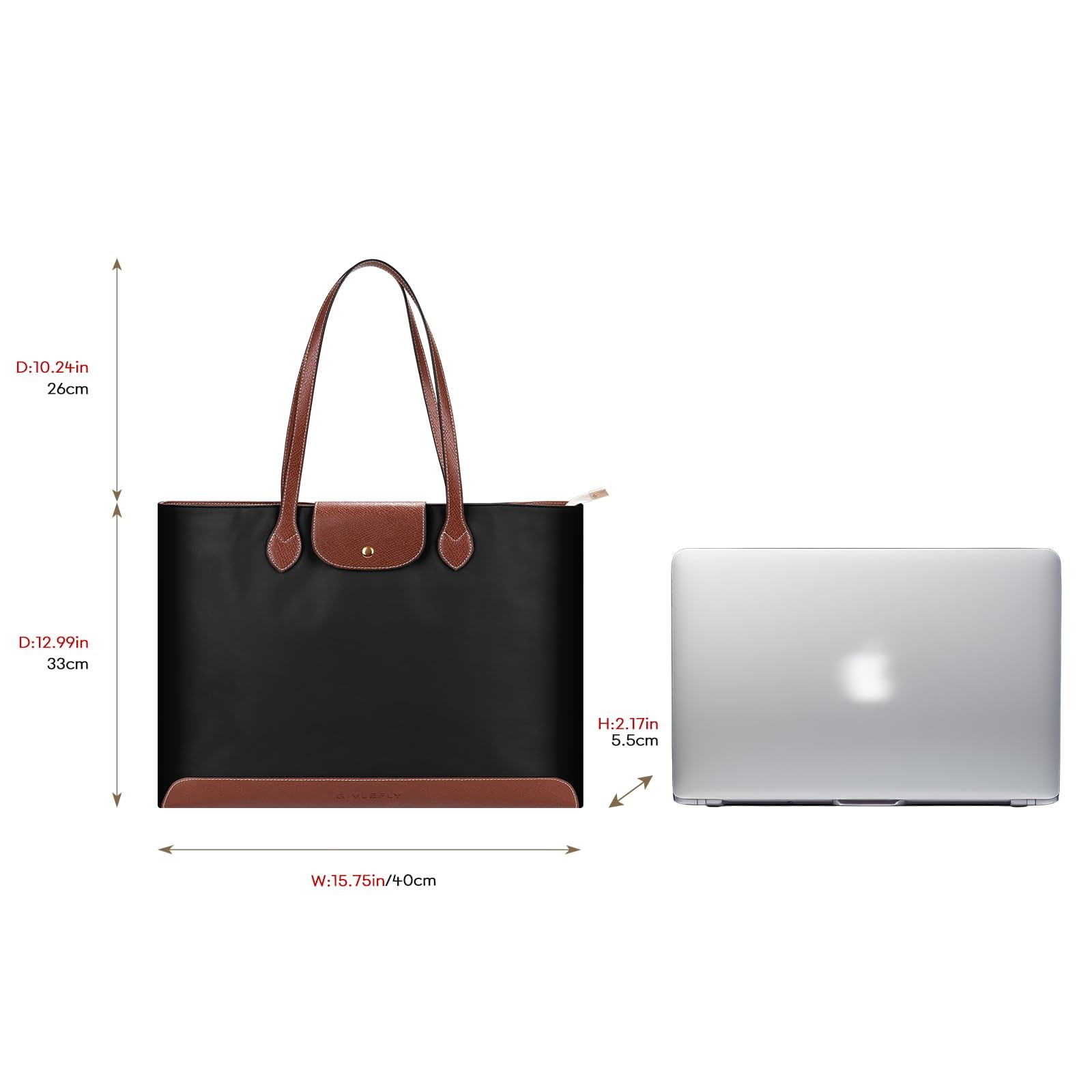 Slim Tote Bag for Women, Lightweight Shoulder Bag with Zipper, Structured Wor... gallery