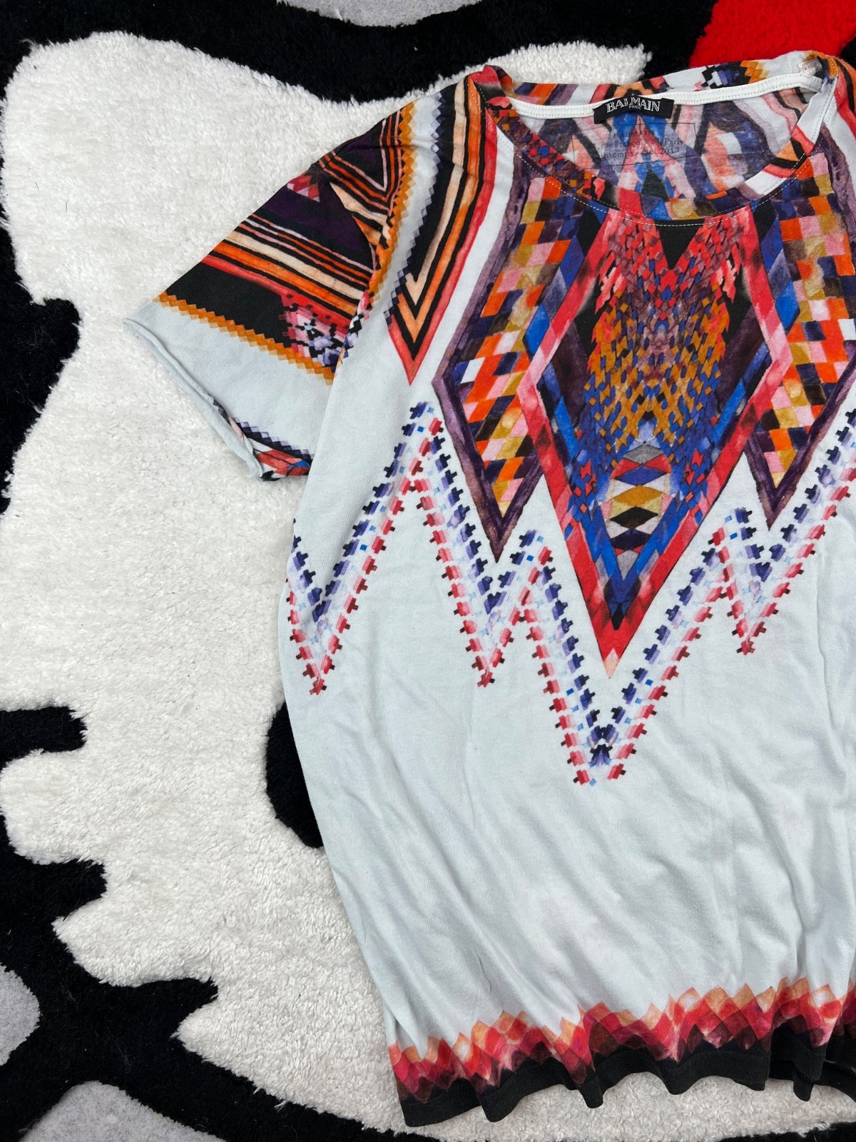 Vintage Balmain Rare Multicoloured Print Y2K Men's Tee Shirt Size M gallery