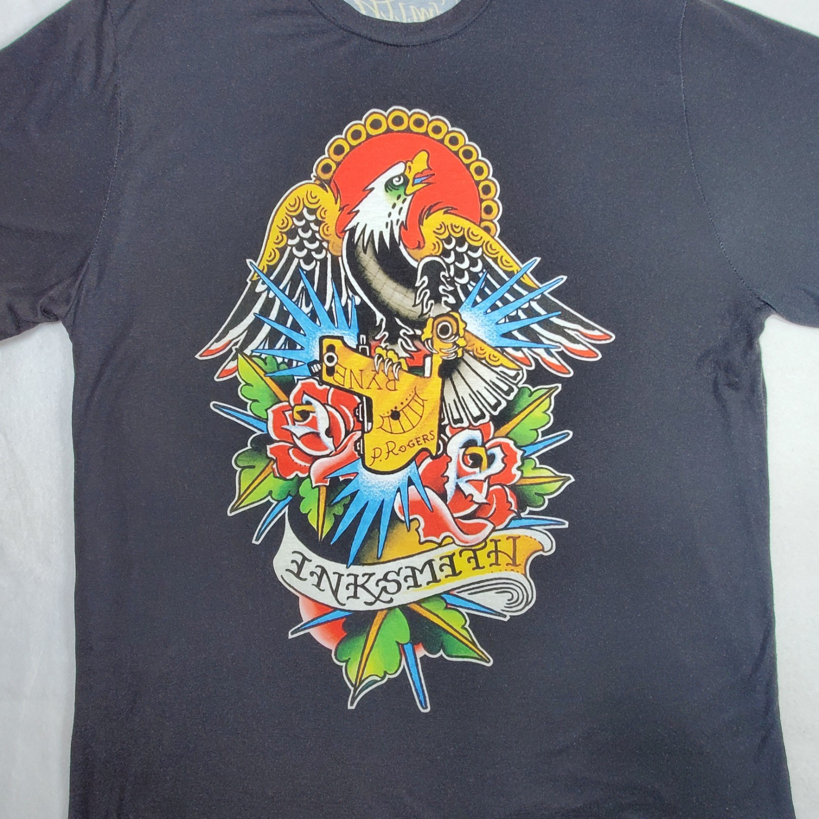 Inksmith & Rogers Tattoo Graphic t shirt Sz Large Stretch Transparent Florida gallery