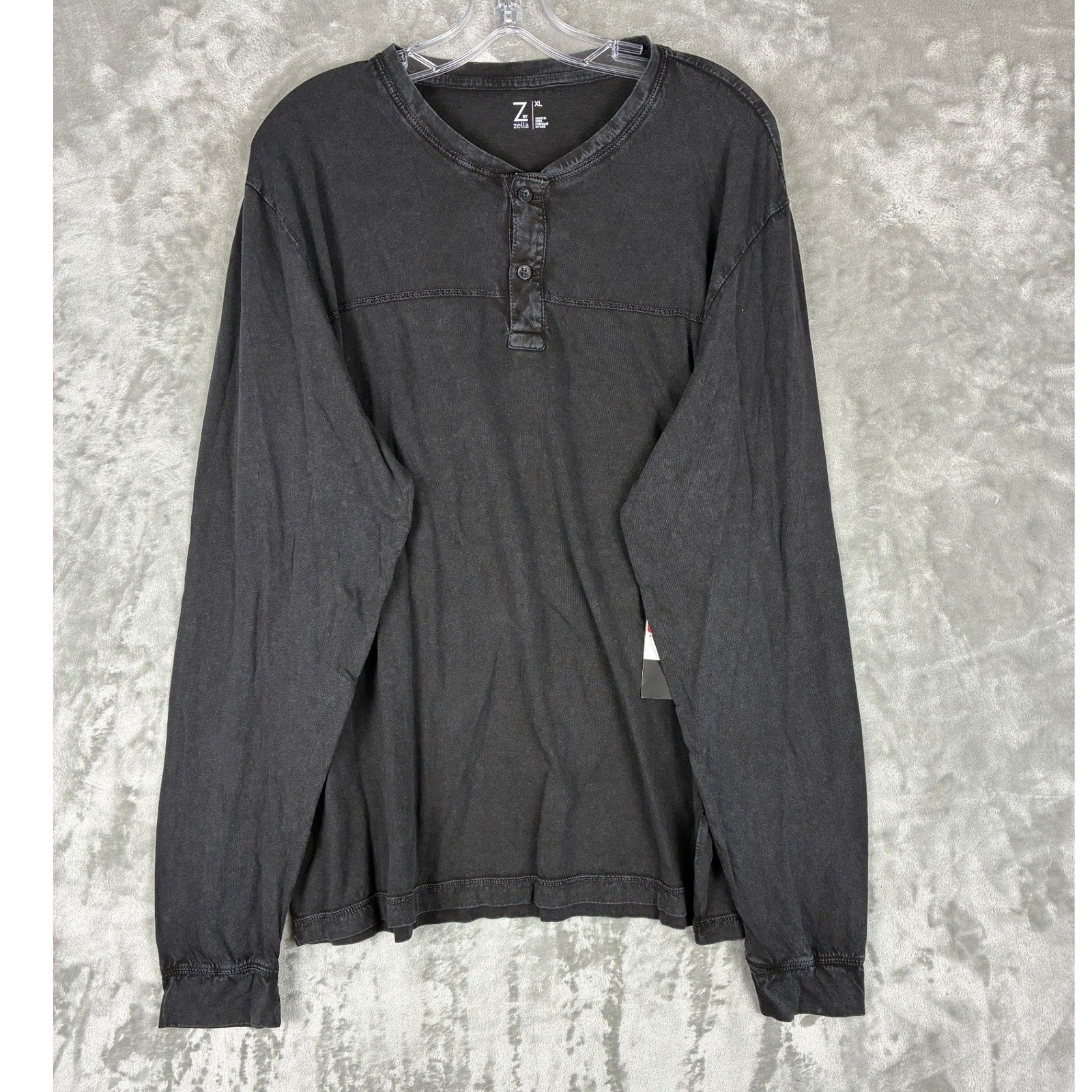 Z by Zella Mens Henley Shirt Long Sleeve Black Nordstrom RZ460474MN XL New