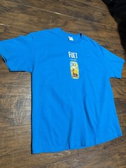 FUCT Men’s Blue Graphic Print Logo Knit Cotton Crew Neck T-Shirt Short Sleeve XL