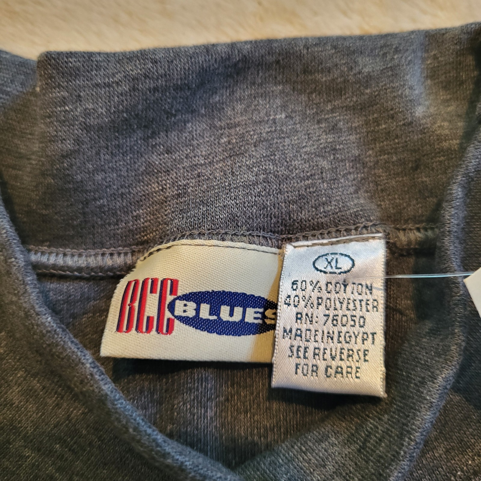 Vintage BCC Blues Navy Blue Long Sleeve T-Shirt, XL, High Neck, Cuff Sleeves gallery