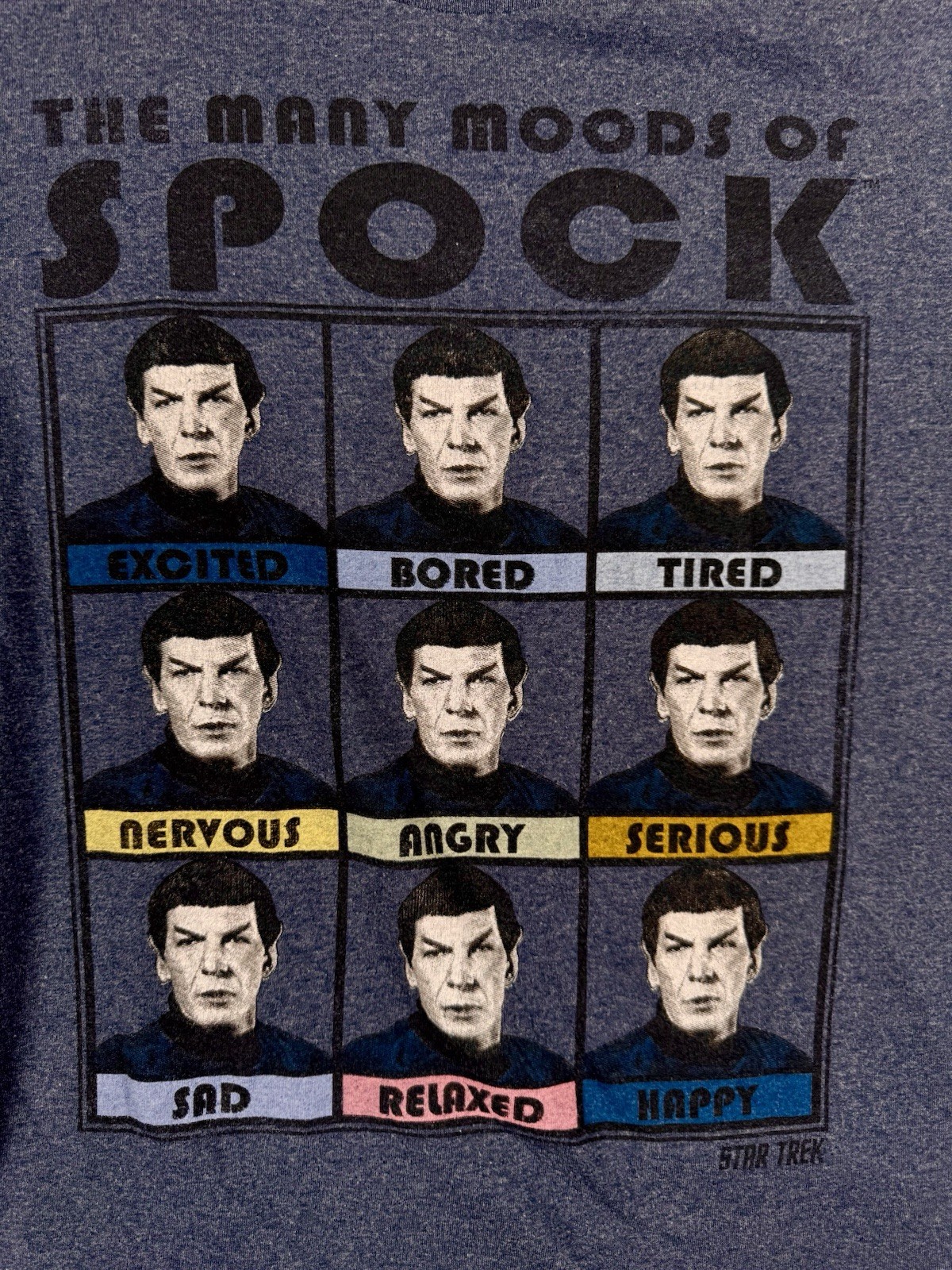 Star Trek Mens Blue The Many Moods of Spock T-Shirt Size M gallery