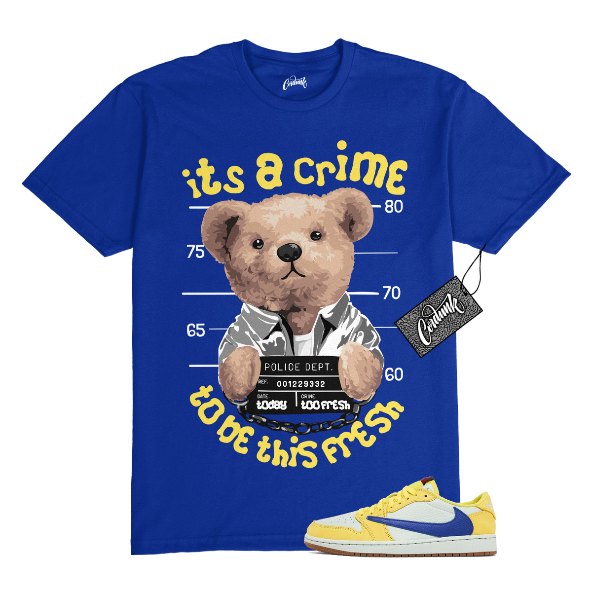1 Canary Travis Low Racer Blue Light Silver Gum Medium Brown Shirt CRIME Jordan gallery