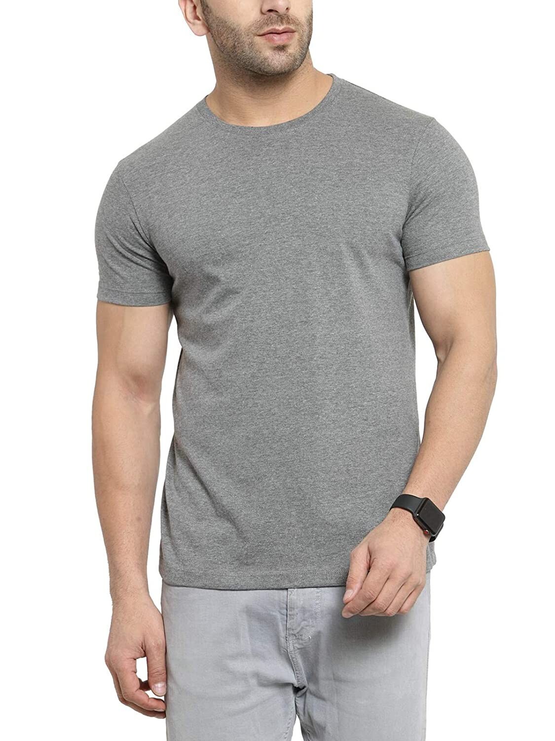 Men's Classic Solid Plain Cotton Round Hem Scallop Essentials Tshirt S-2XL gallery