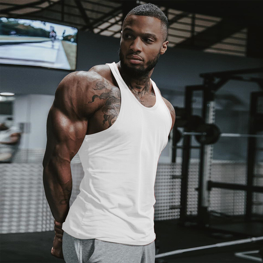 Men's Gym Singlet Tank Top Tee Stringer Bodybuilding Y-Back Muscle Fitness Vest gallery
