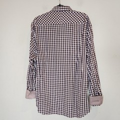 Johnston & Murphy XL Flip Cuff Long Sleeve Button Up Shirt Red White Blue Plaid