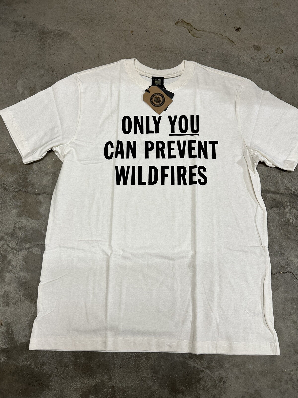 NWT Filson Smokey The Bear Only You Can Prevent Wildfires Mens Limited White gallery