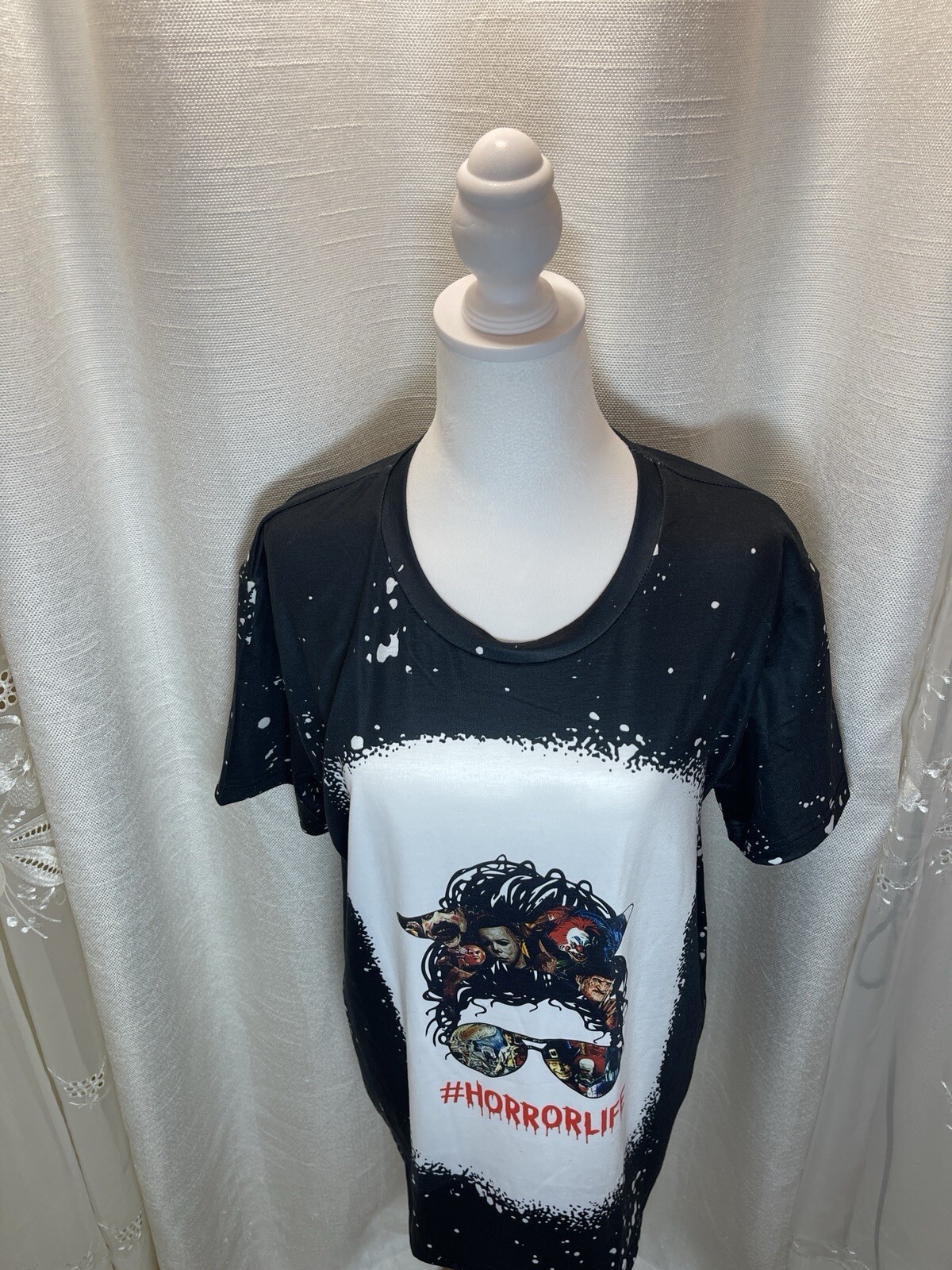Horror Life Black And White Splash T Shirt Polyester Horror Movie Characters New gallery