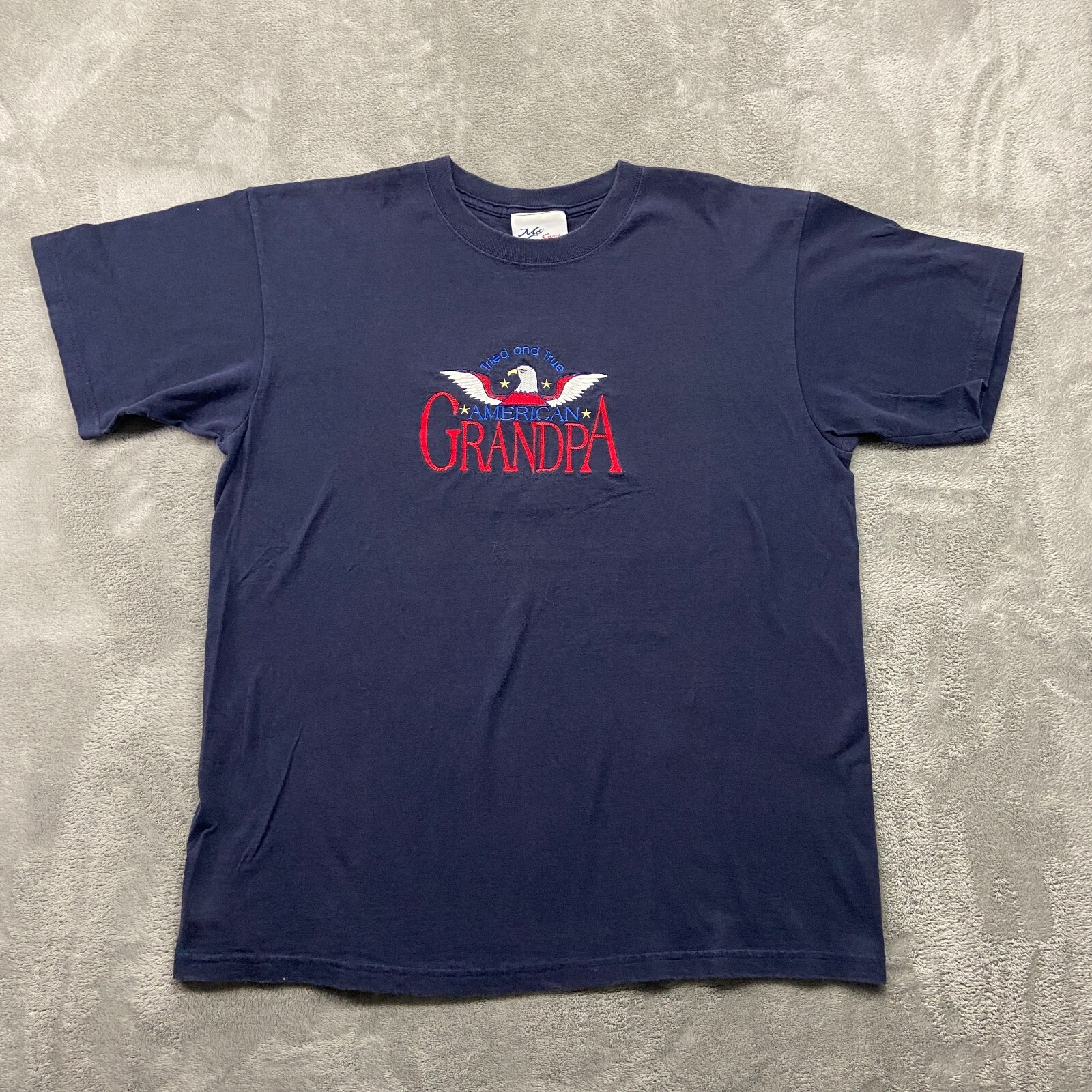 Vintage MC Sports Shirt Men’s Large Blue Made In USA Retro Grandpacore 80s 90s