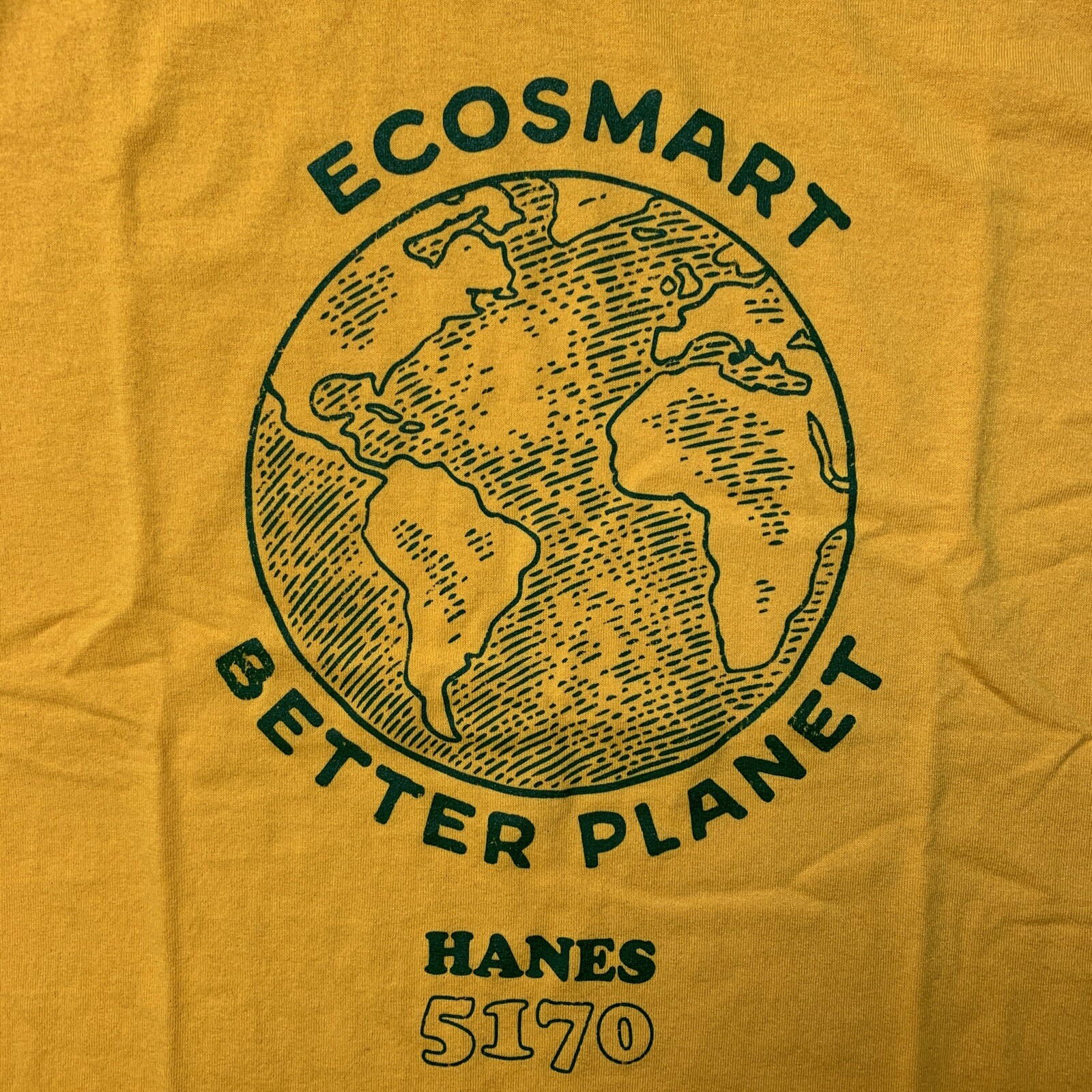 Yellow Hanes Eco-Smart Shirt Size Small Better Planet Earth Recycled 50/50 Tee gallery