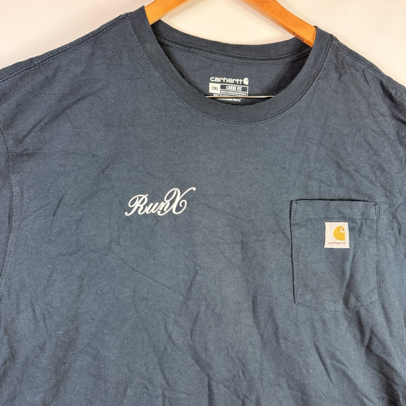 Carhartt T-Shirt Men's 2XL Loose Fit Blue Short Sleeve Pocket Tee 100% Cotton gallery
