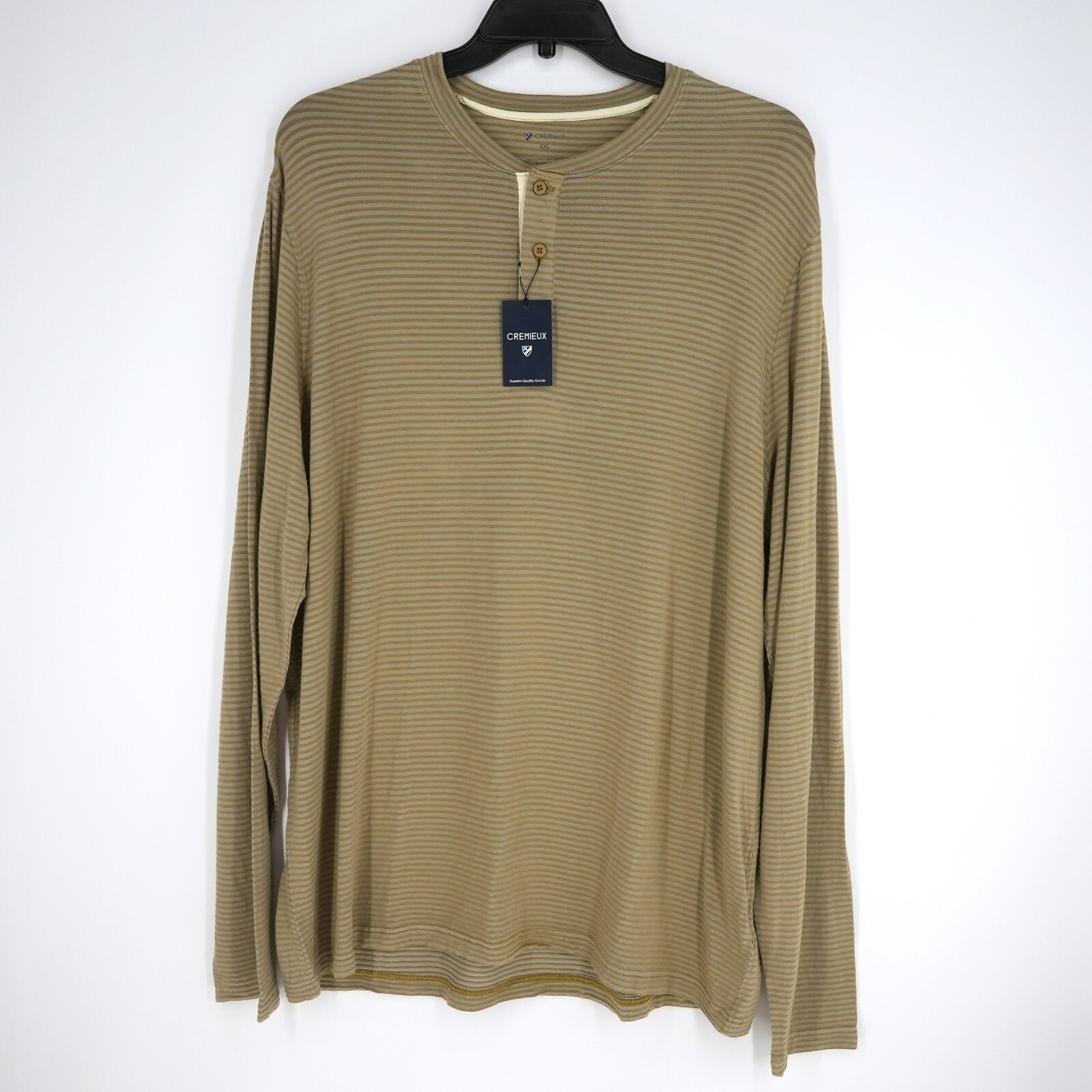 Cremieux Men's Long-Sleeve Henley Shirt XXL Gold Gray Striped NWT $69.50 gallery