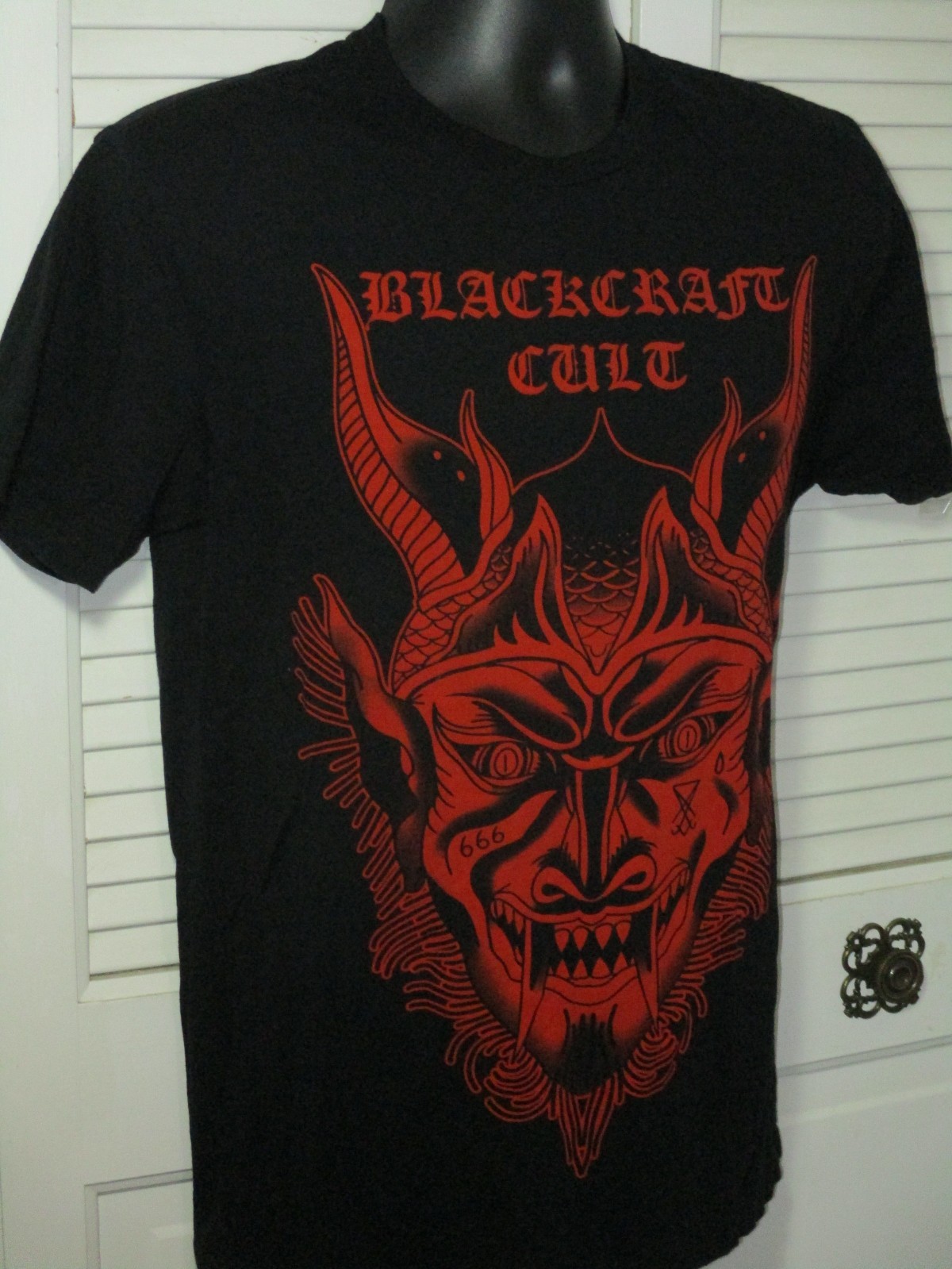 Black Craft Cult Horned Devil Black Graphic Goth T-Shirt Men's M gallery