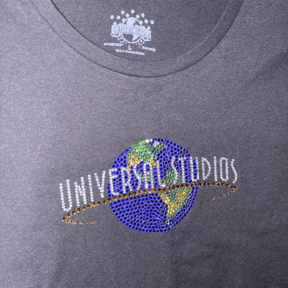 Universal Studios Sequins Earth T-Shirt Size L NWT Rare Find!!