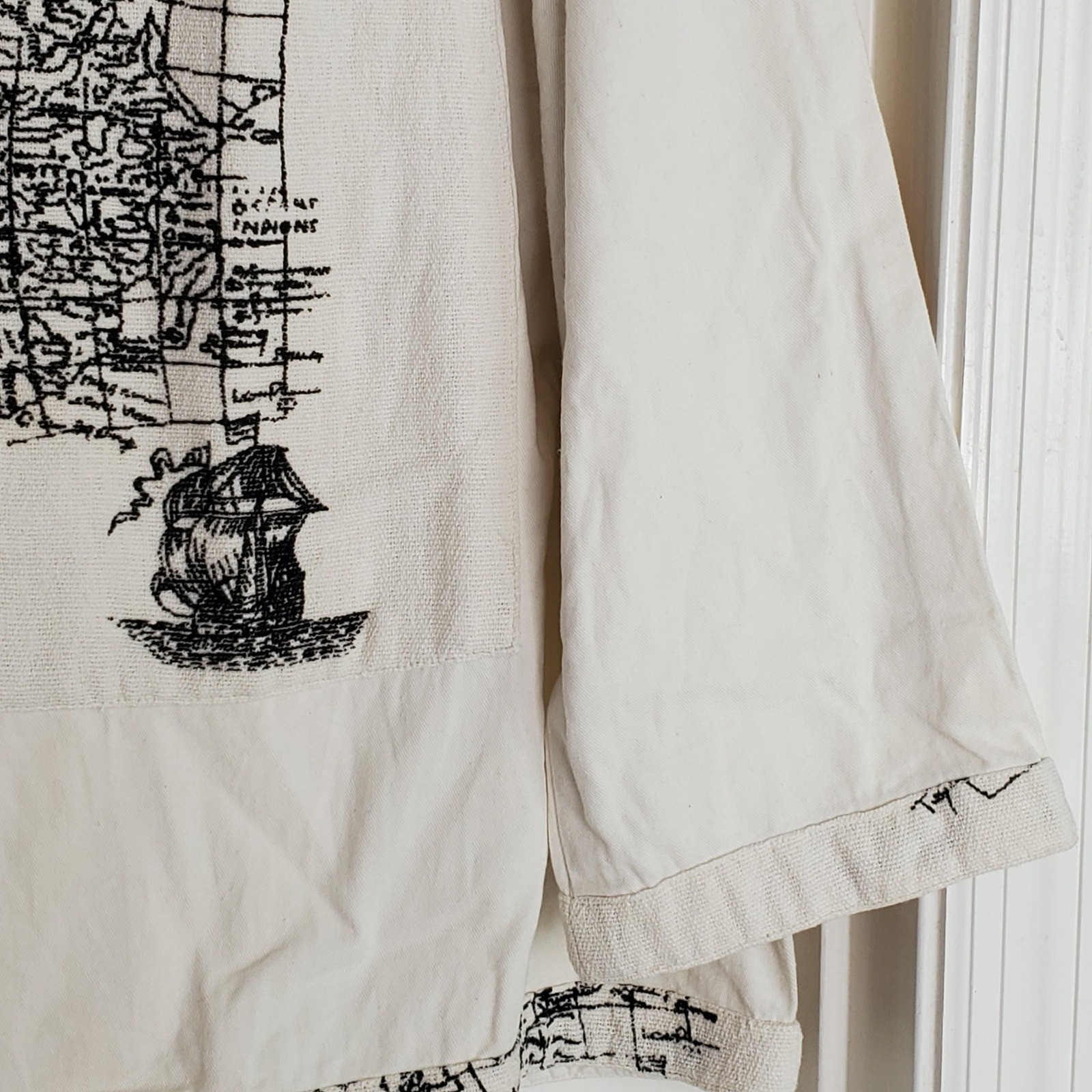 Ashro Africa AD 1590 Map Graphic Long Sleeve Cotton Top Cream Mens Medium gallery