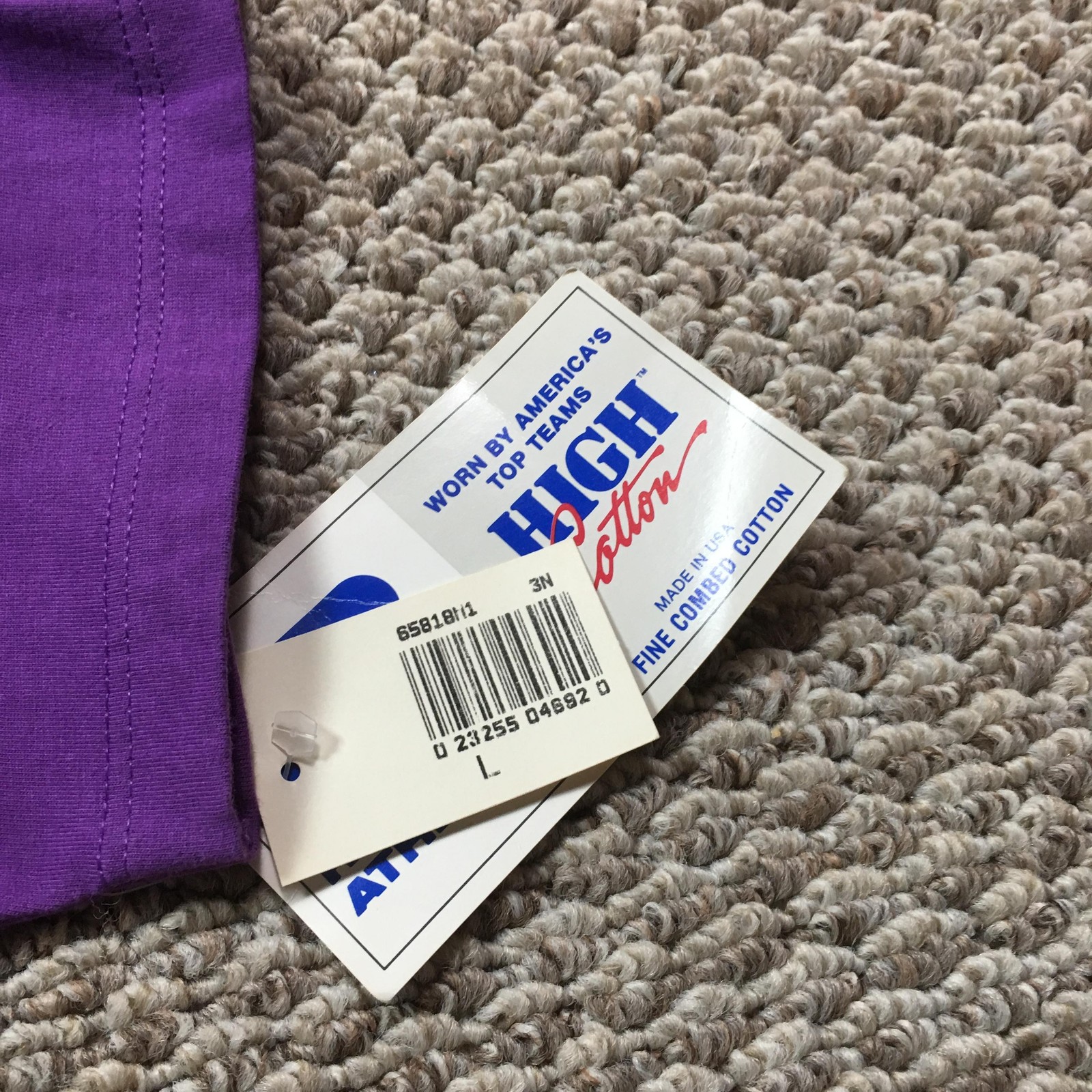 Vintage Russell Athletic Shirt Mens Large Purple Pocket High Cotton Tee USA NOS gallery