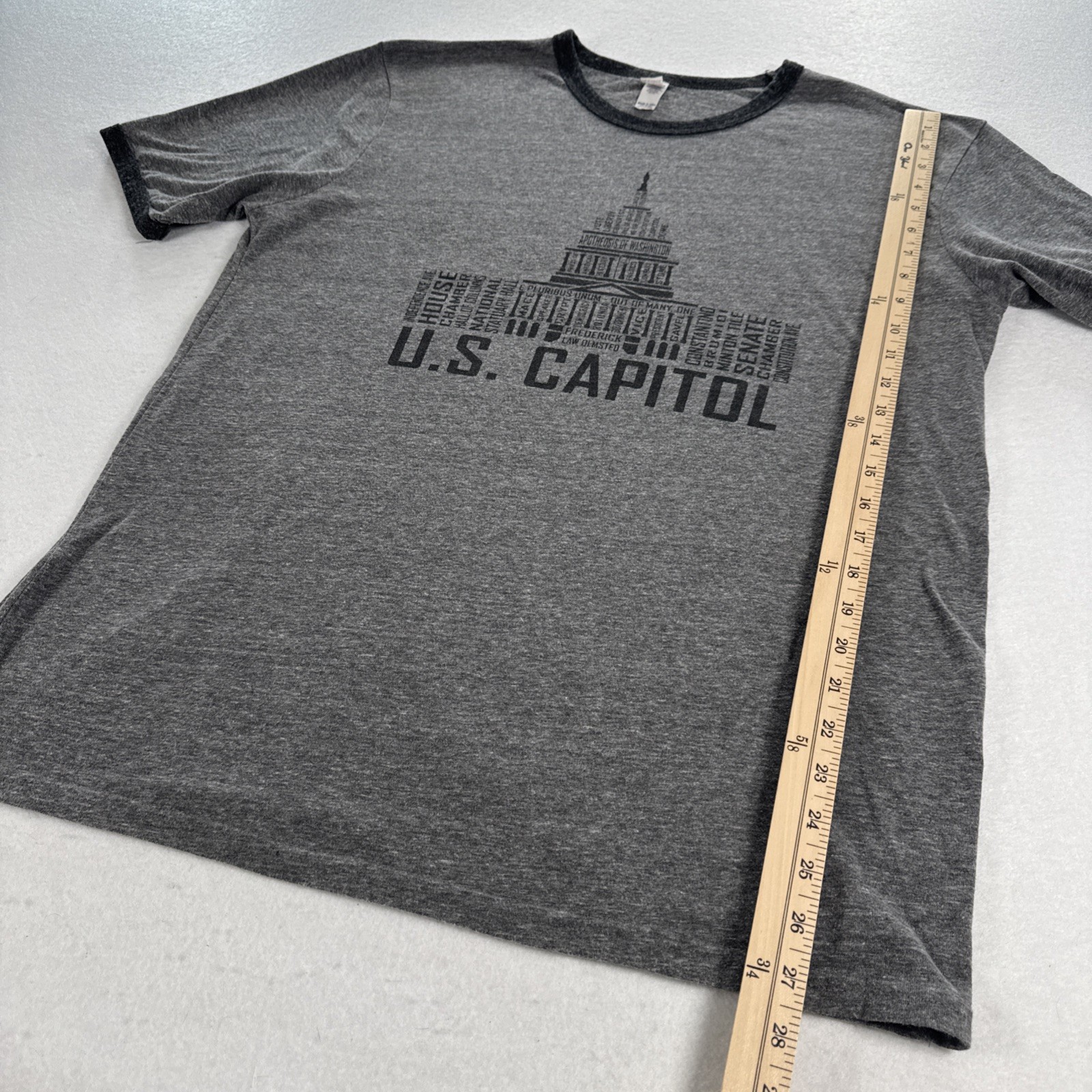 Vintage Washington DC United States Capitol Ringer Shirt Gray Rare Made In USA gallery
