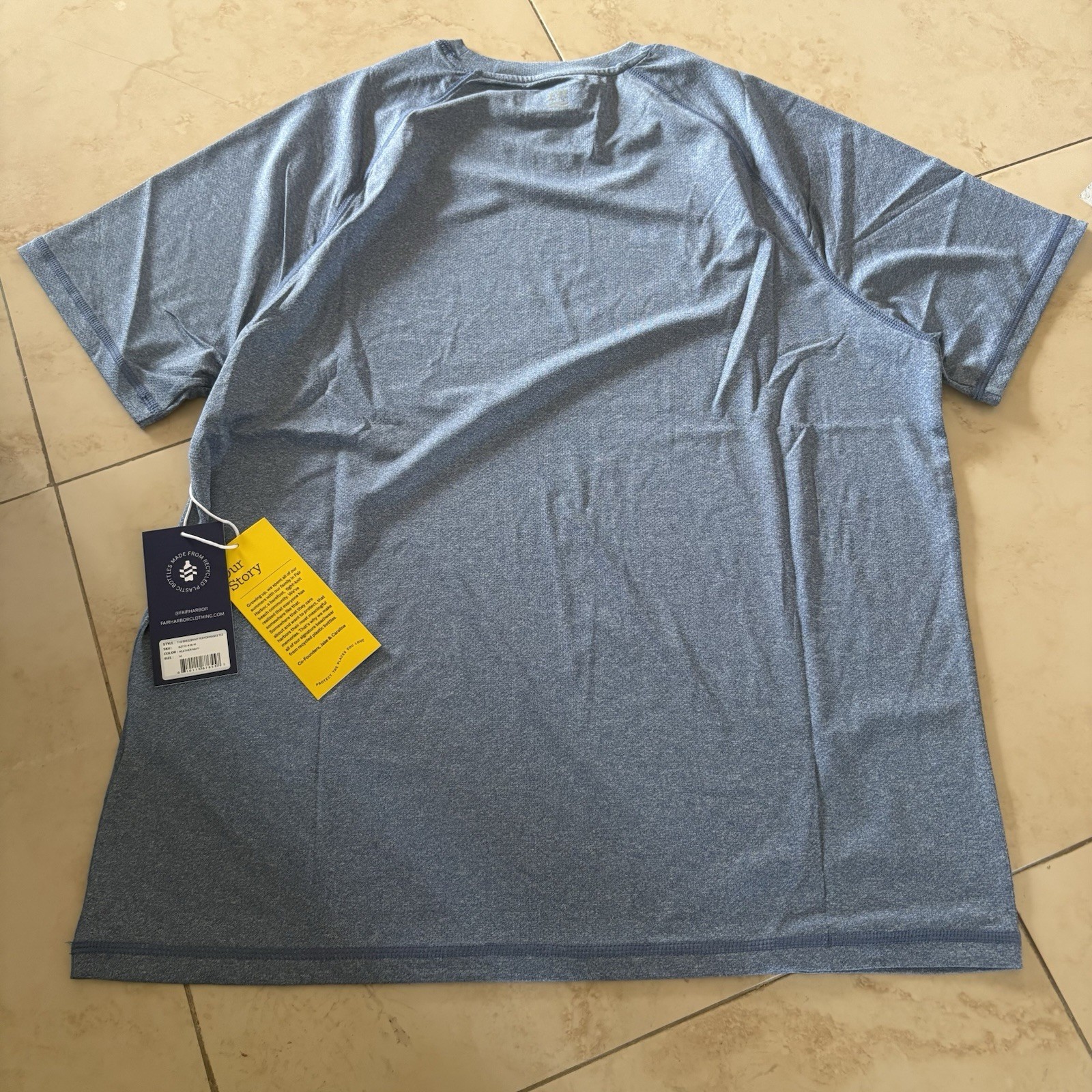 Fair Harbor Breezeknit Tee Shirt Heather Navy - Men’s Sz Medium M gallery