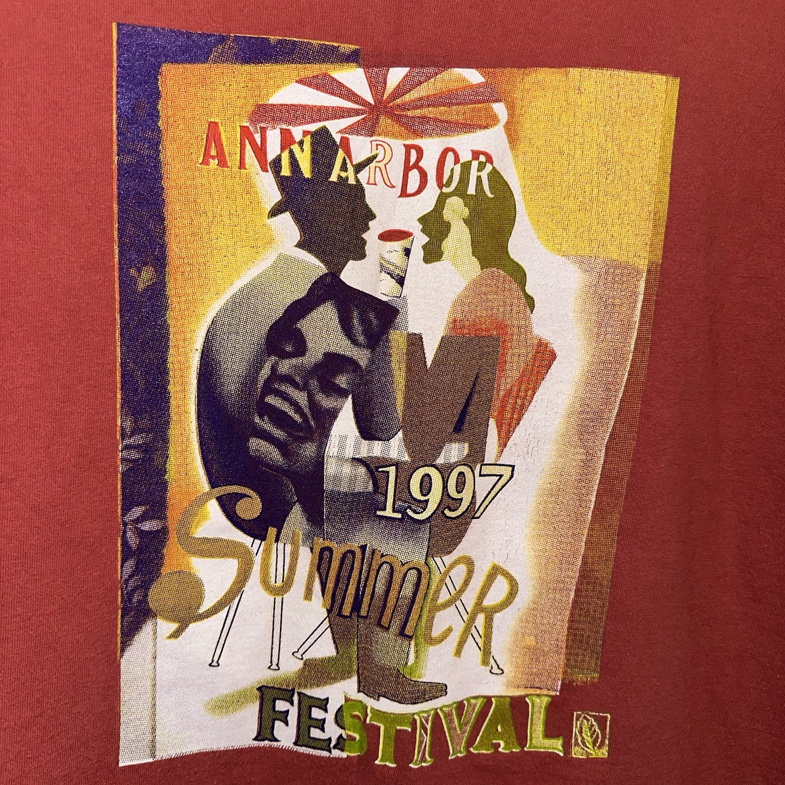 VTG Single Stitch Mens L Tshirt 1997 Ann Arbor Summer Fest Art Retro Michigan gallery