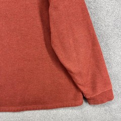 L.L.Bean Henley Pullover Mens 3XL Red Sherpa Fleece Lined Waffle Knit Thermal