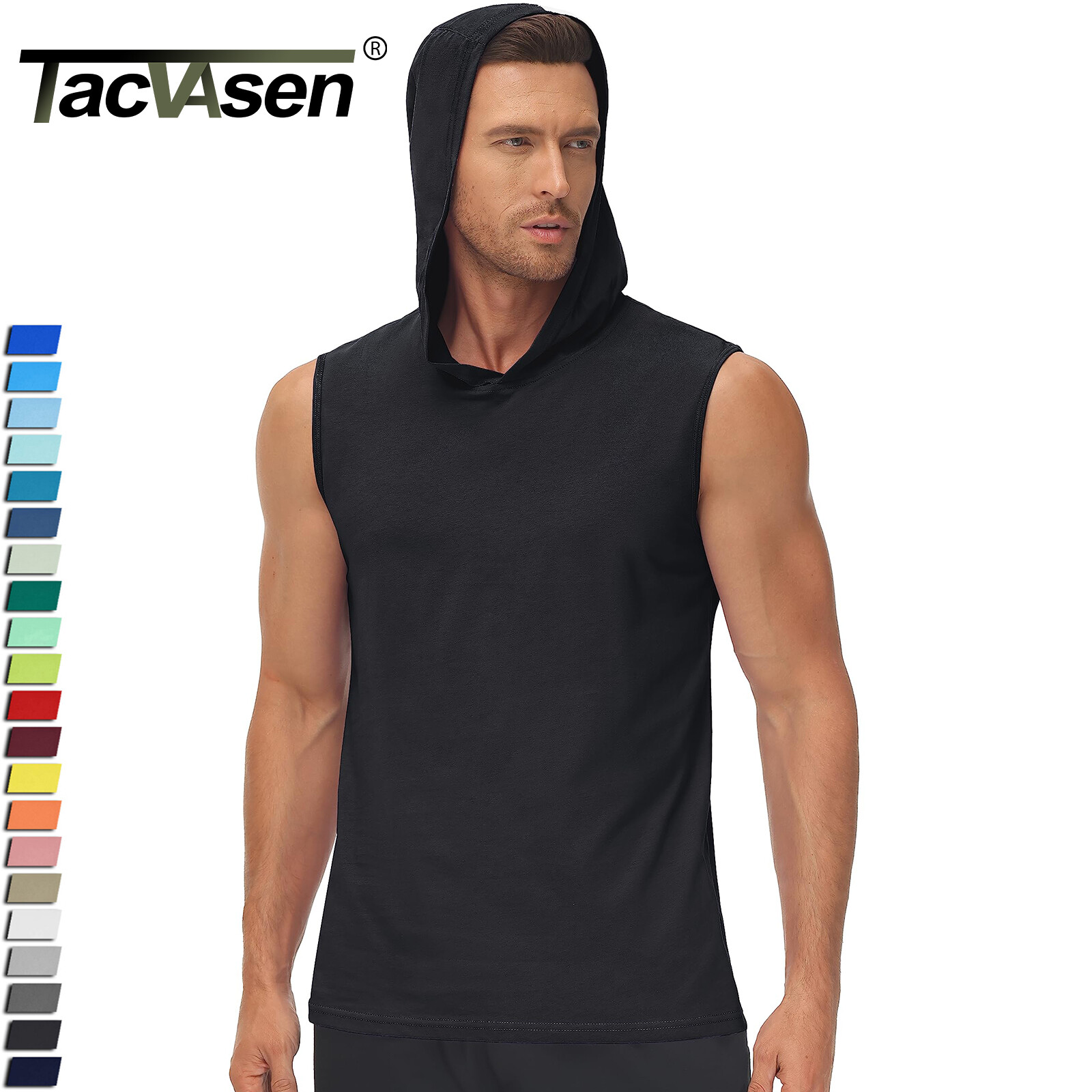 Men's Hoodie Sleeveless Muscle Shirts Gym Workout Casual Running Sport Summer T gallery
