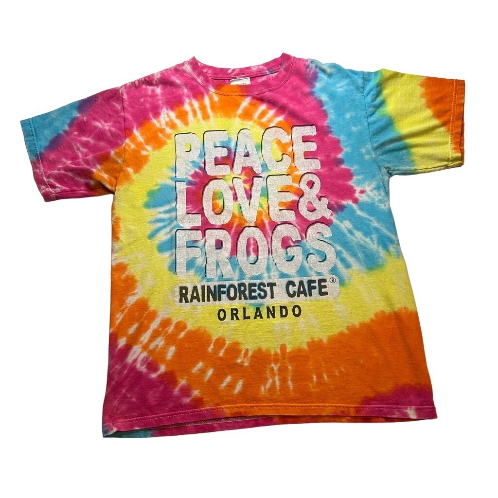 Peace Love & Frogs Rainforest Cafe Orlando Tie Dye T Shirt Adult Medium gallery