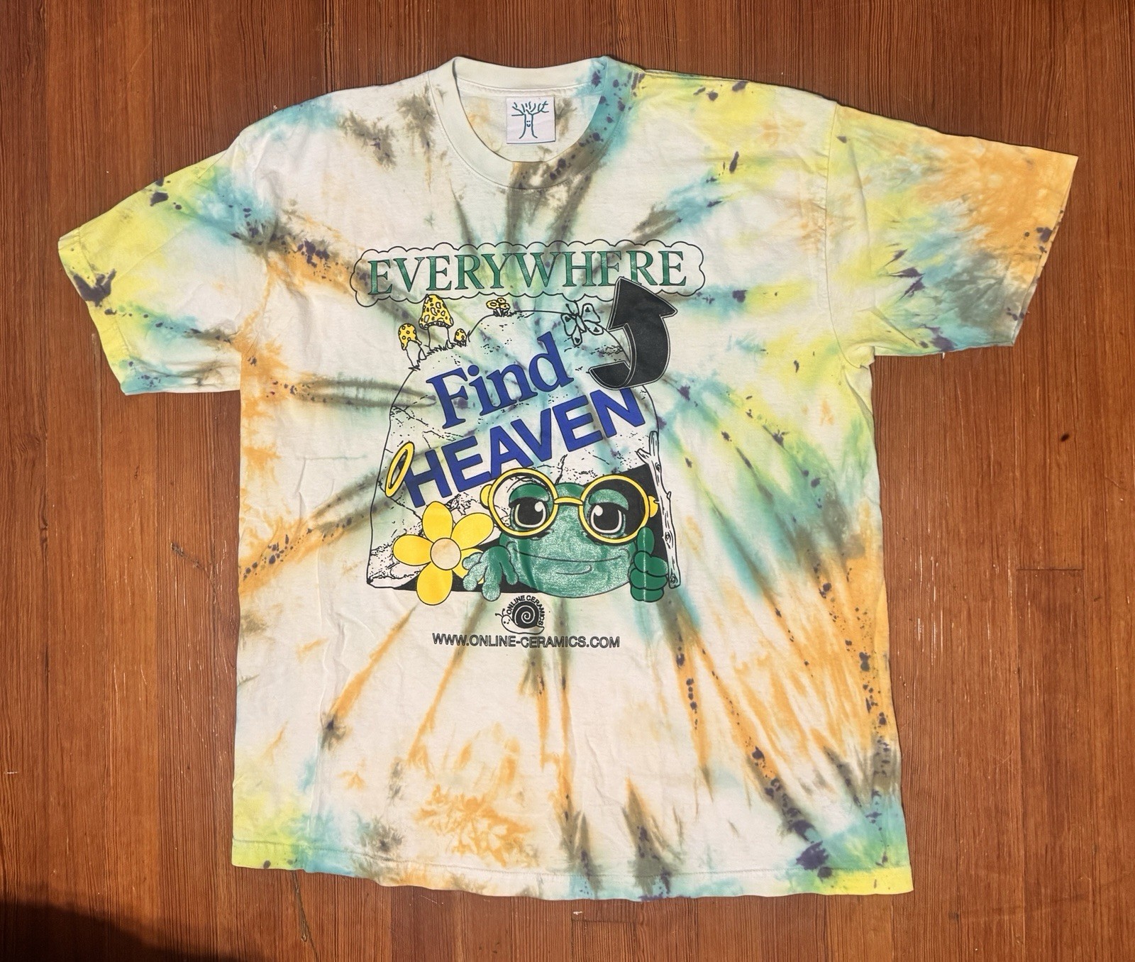 Online Ceramics Tie Dye Find Heaven Everywhere Frog T Shirt XXL OOP Authentic gallery
