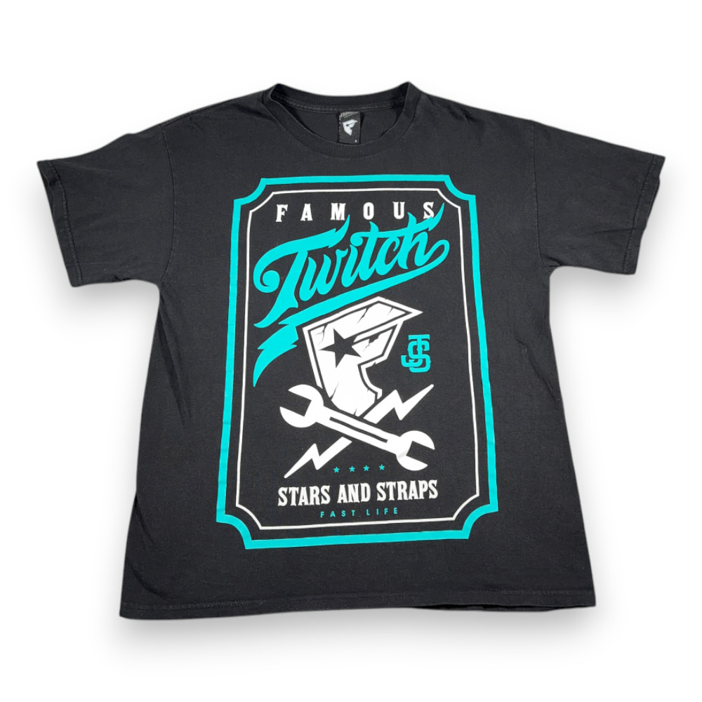 Vintage Famous Stars Straps Shirt Adult LARGE Black Twitch Collab Motocross Y2K gallery