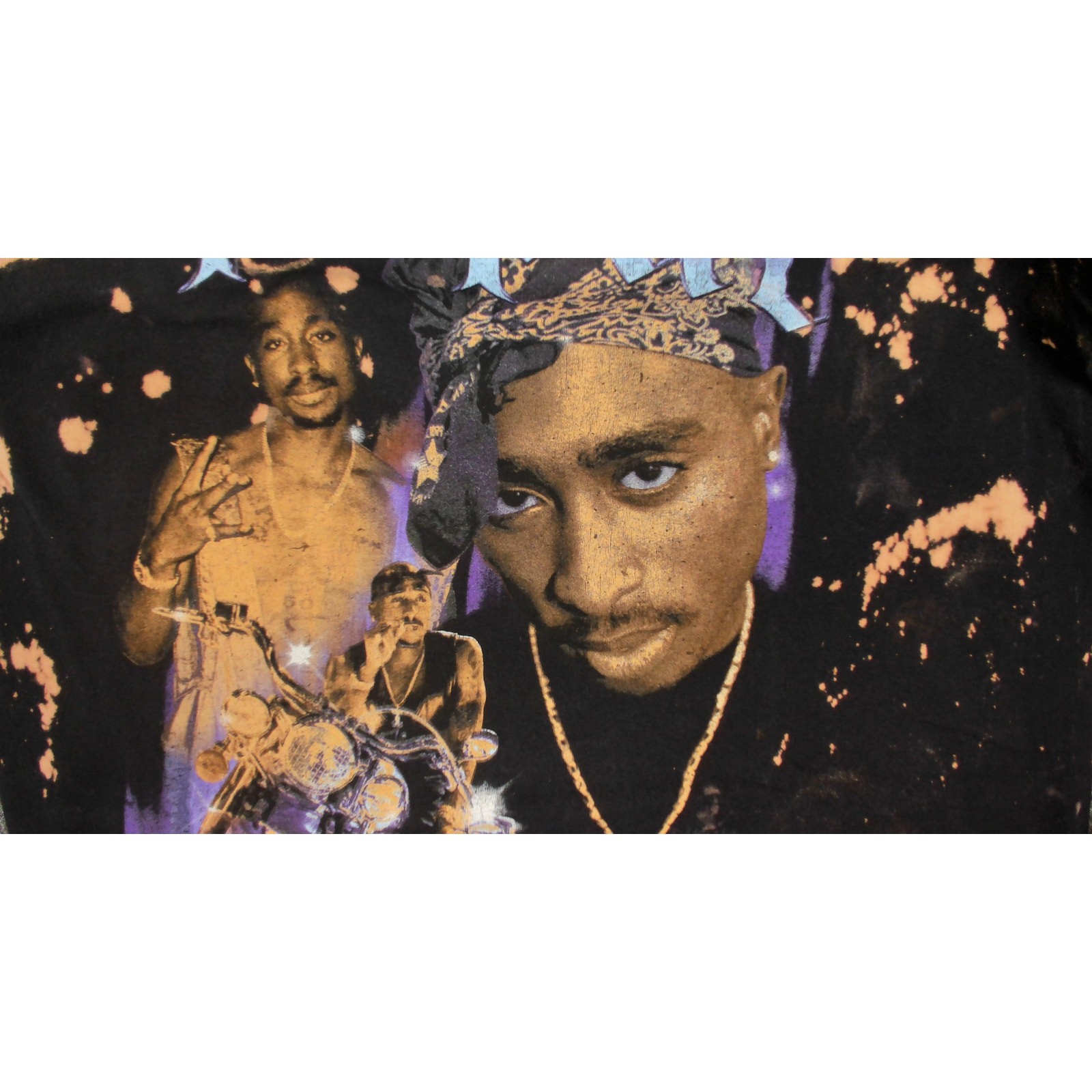 2Pac Mens T-Shirt All Eyez On Me Bleached Tie Dye Graphic Large gallery