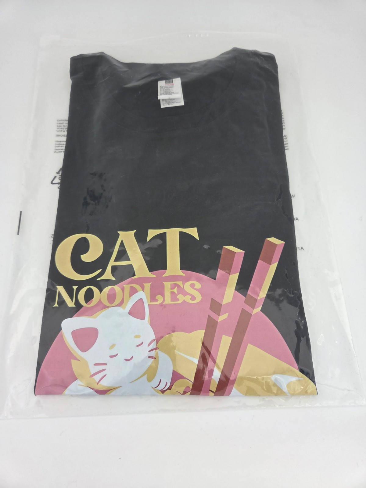 Kawaii Cat Noodle Tee Shirt Black Cotton Regular Fit S/M/L/XL T16