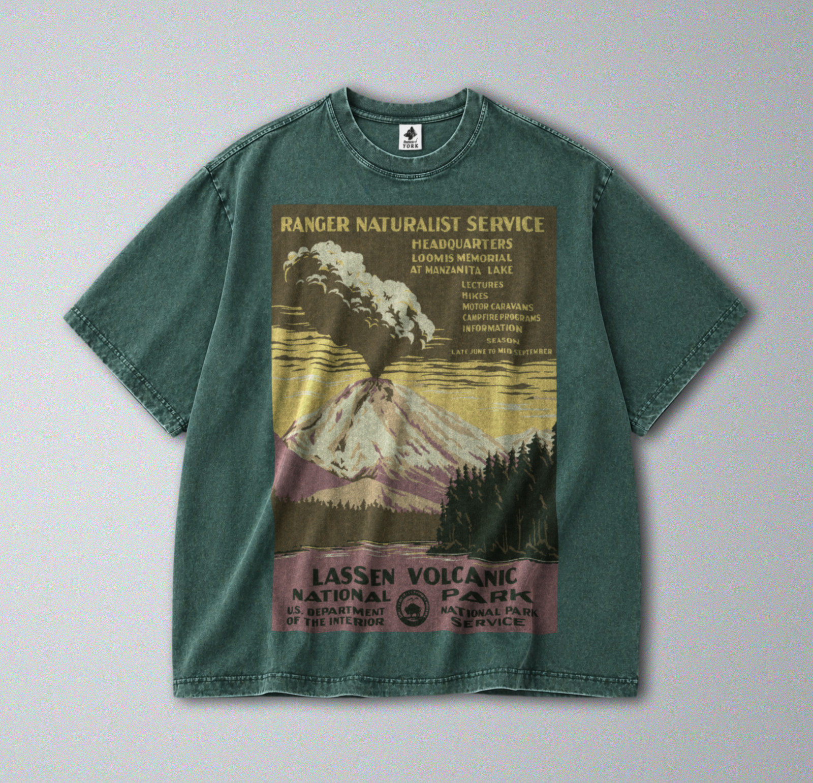 100% Cotton Tee – Unisex Retro Oversized Fit – Lassen Volcanic Park Print