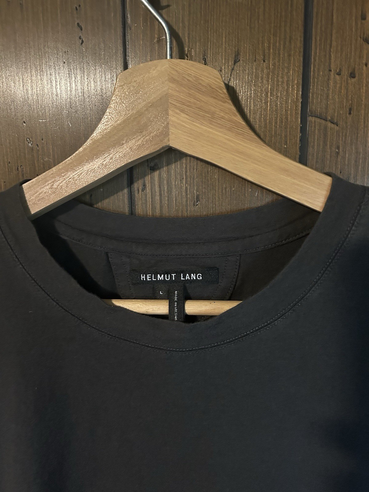 Helmut Lang Slash Sleeve Cut Out Shirt Large Dark Green Cotton Re Edition 2010s gallery