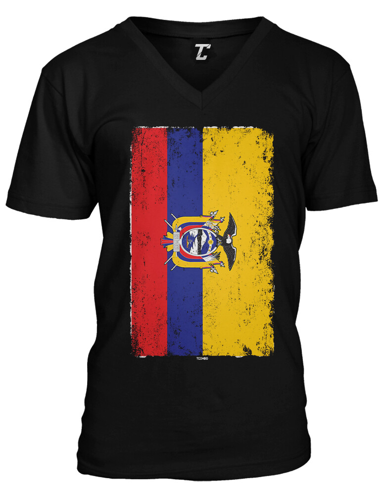 Distressed Ecuador Flag - Ecuadorian Heritage Pride Unisex V-Neck T-shirt gallery