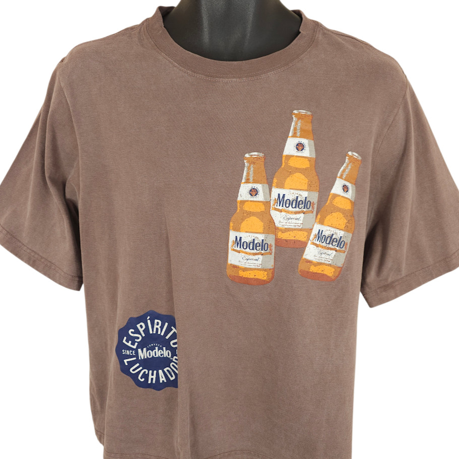 Modelo Especial T Shirt Mens Size Small Brown Beer Breweriana OVERSIZED Fit NEW gallery