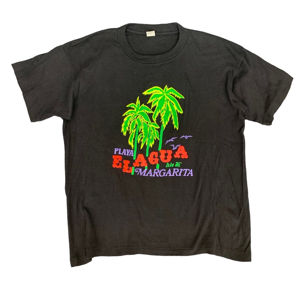 Vintage Single Stitch Playa Elagua Isla de Margarita Neon 3D Graphic T-Shirt 2XL