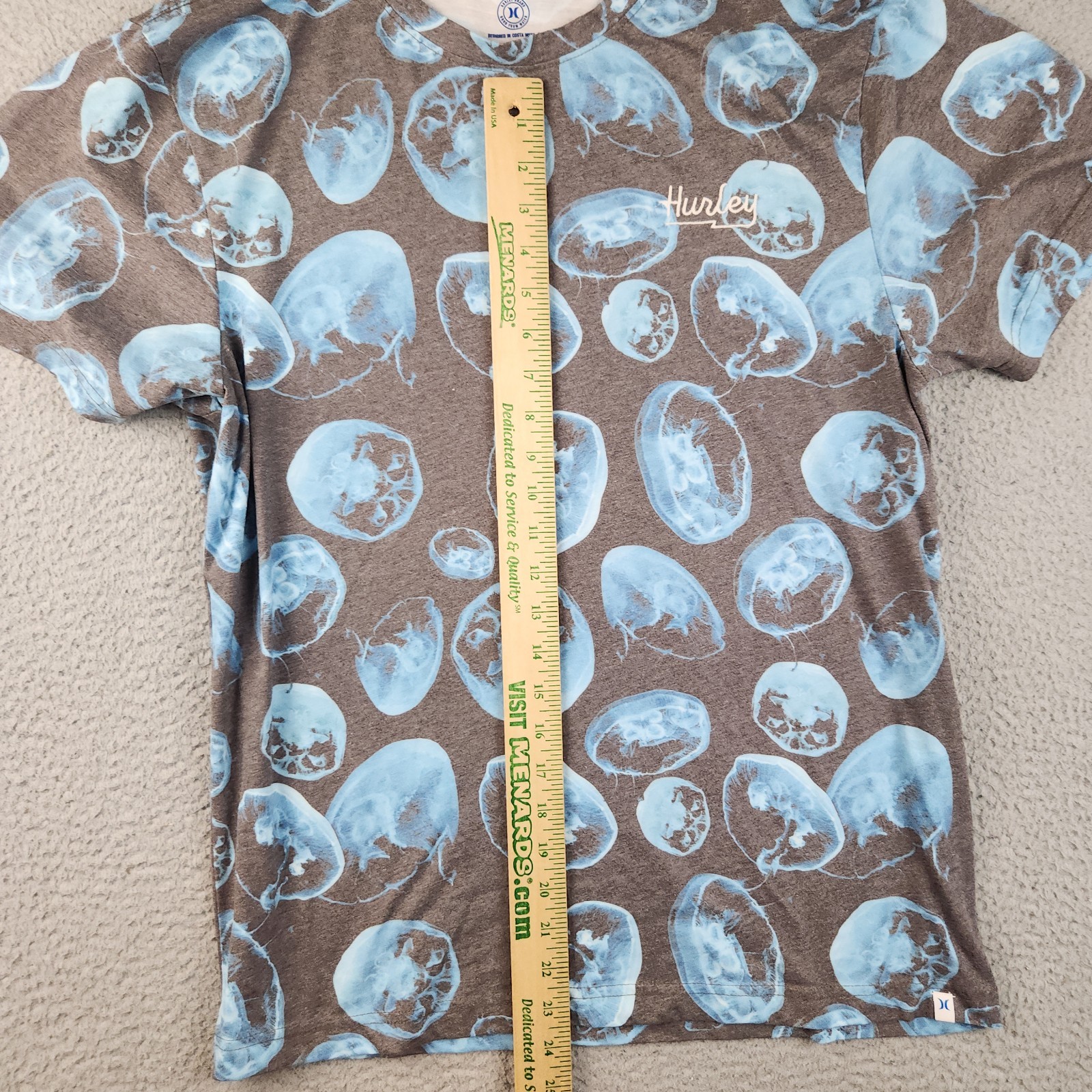 Hurley Jelly Fish Sublimated Shirt All Over Print Ultra Soft Men's Medium Surf gallery