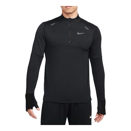 Nike Men’s Sport Logo Solid Color Stand Collar L/S Therma Fit Shirt DD5663-010 L gallery