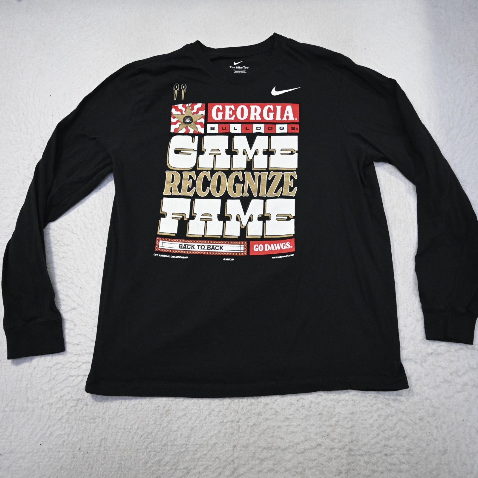 Nike UGA Georgia Bulldogs Tee Shirt Black Long Sleeve Mens Size XL SLIM gallery