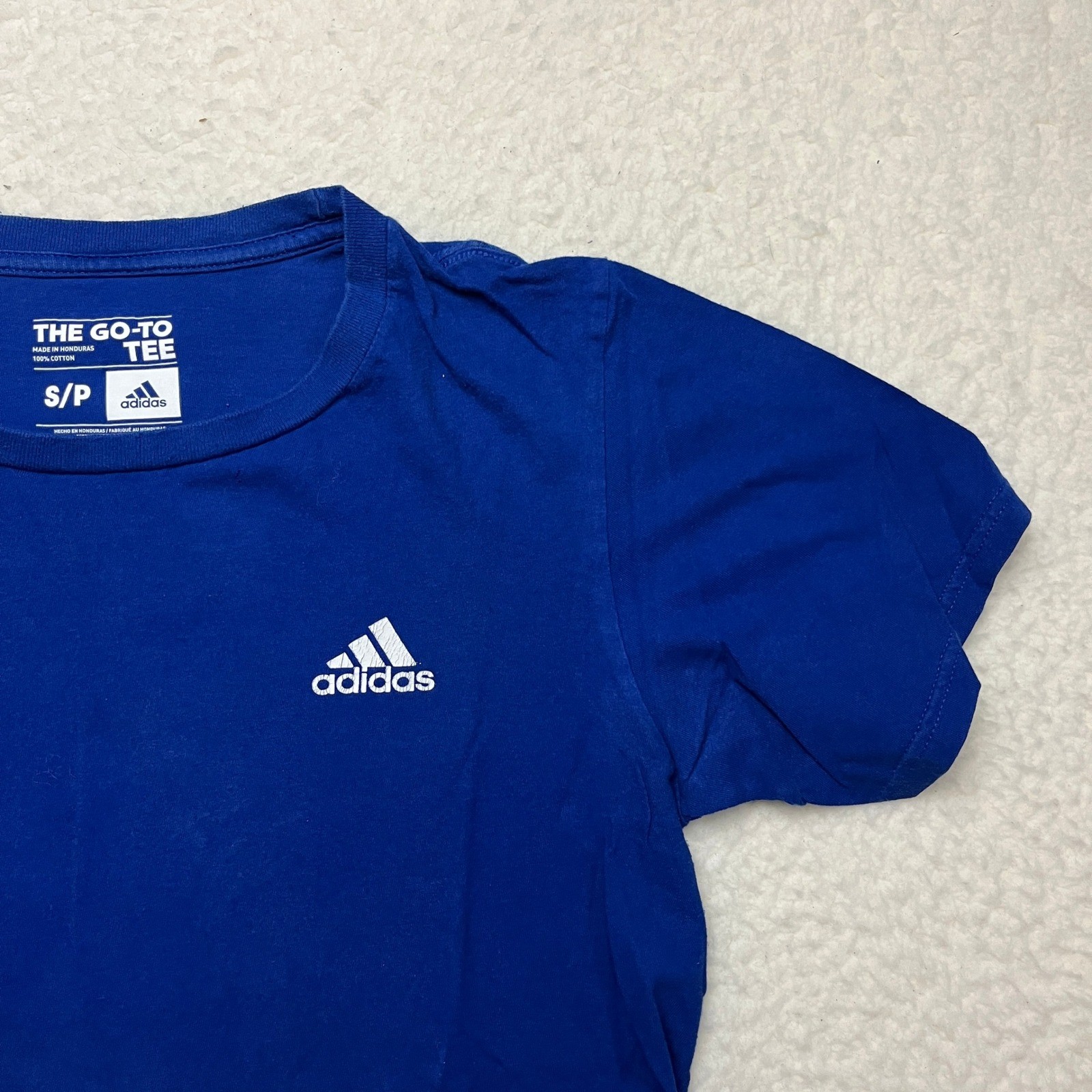 Adidas T-Shirt Mens Small Blue The Go-To Tee Short Sleeve Logo Solid 4117
