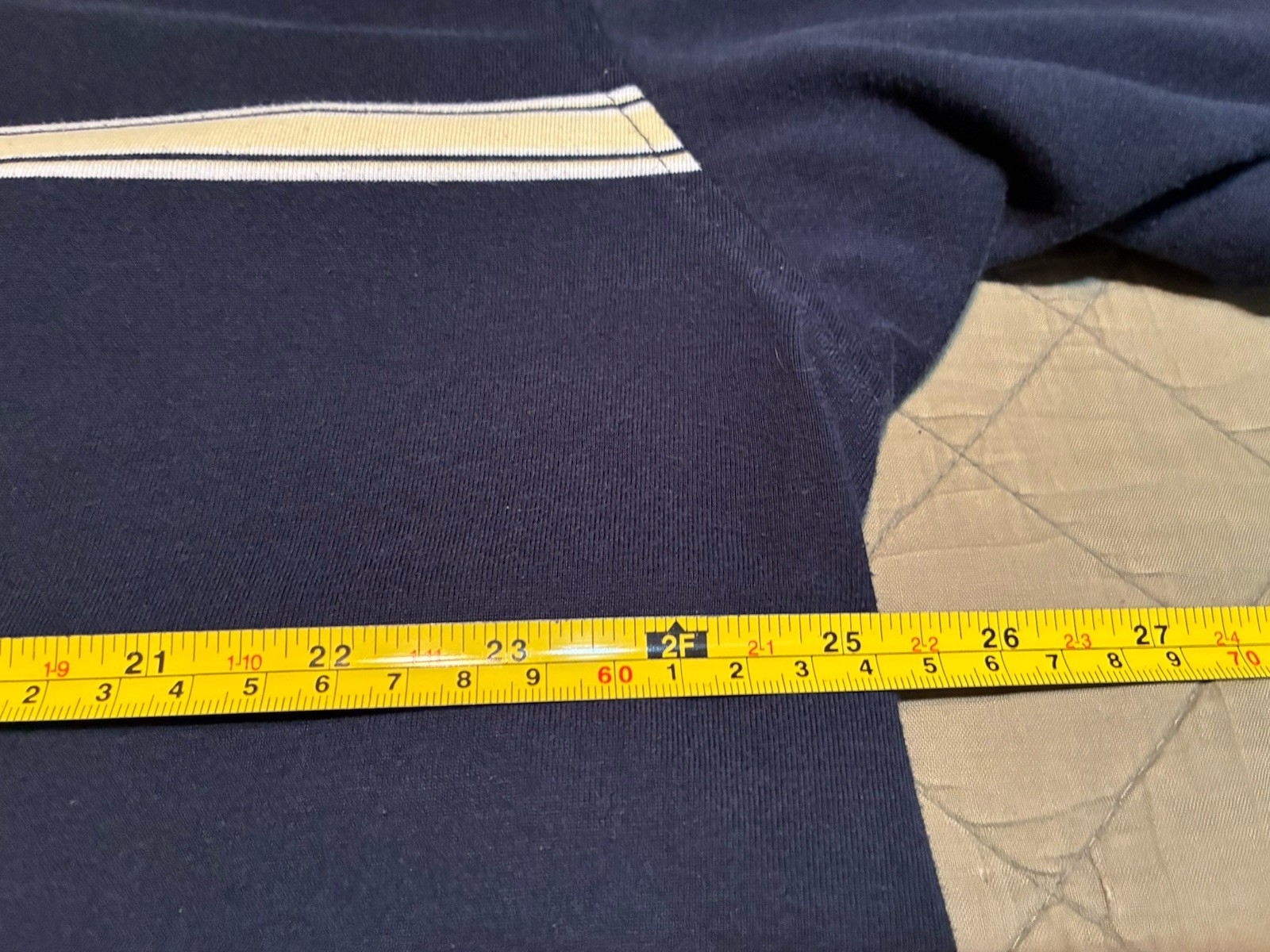 Puritan Brand Adult 2XL Blue w/Yellow and White Stripes Cotton Blend T-Shirt gallery