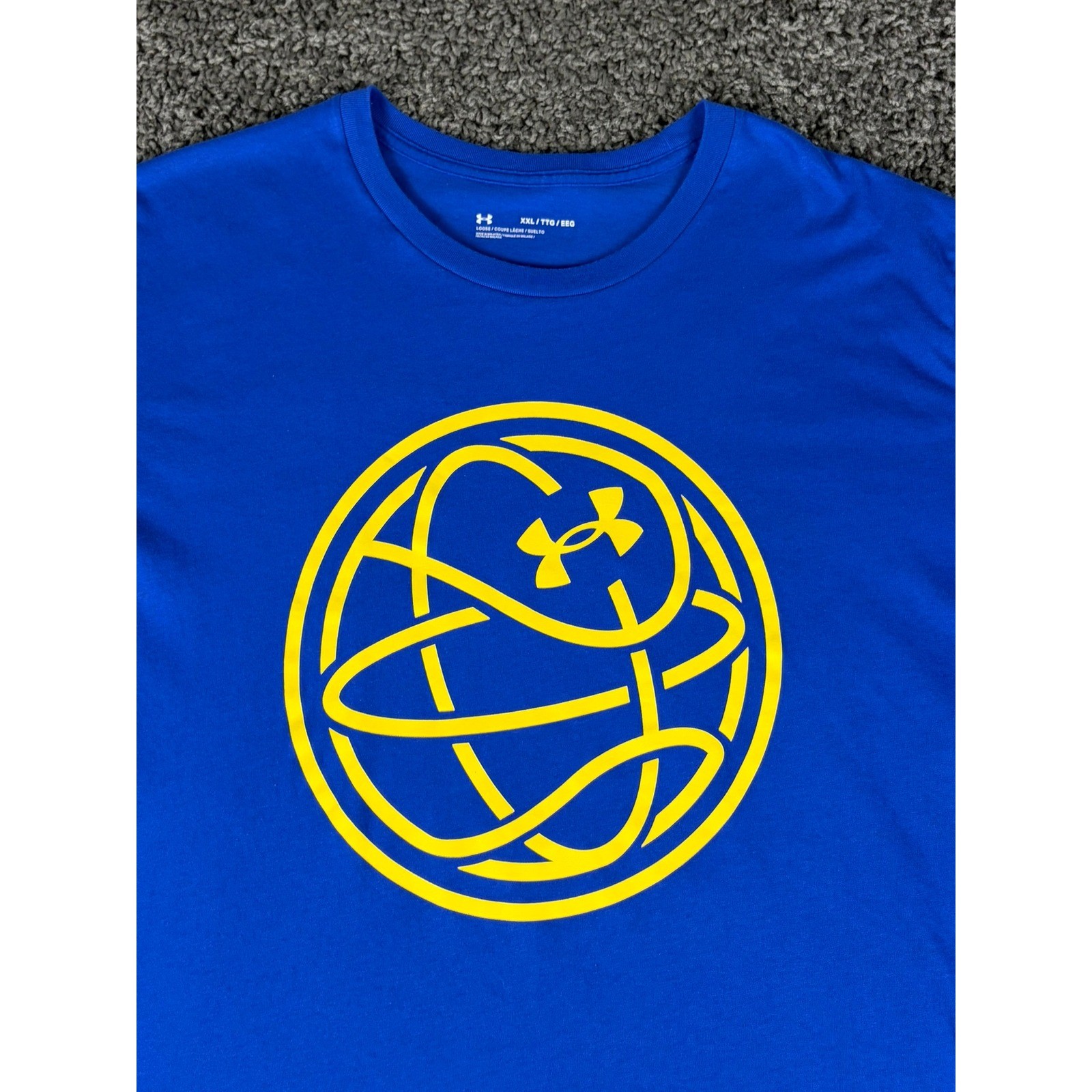 Under Armour Mens XXL Blue Basketball Graphic Loose Fit Short Sleeve T-Shirt gallery